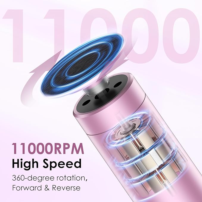 COSCOSY Electric Callus Remover for Feet, Professional 9-Speed Adjustable Foot File Portable 2-in-1 Dead Skin Exfoliator & Nail Grinder Kit USB-C Rechargeable Lightweight for Home Pedicure (Pink)