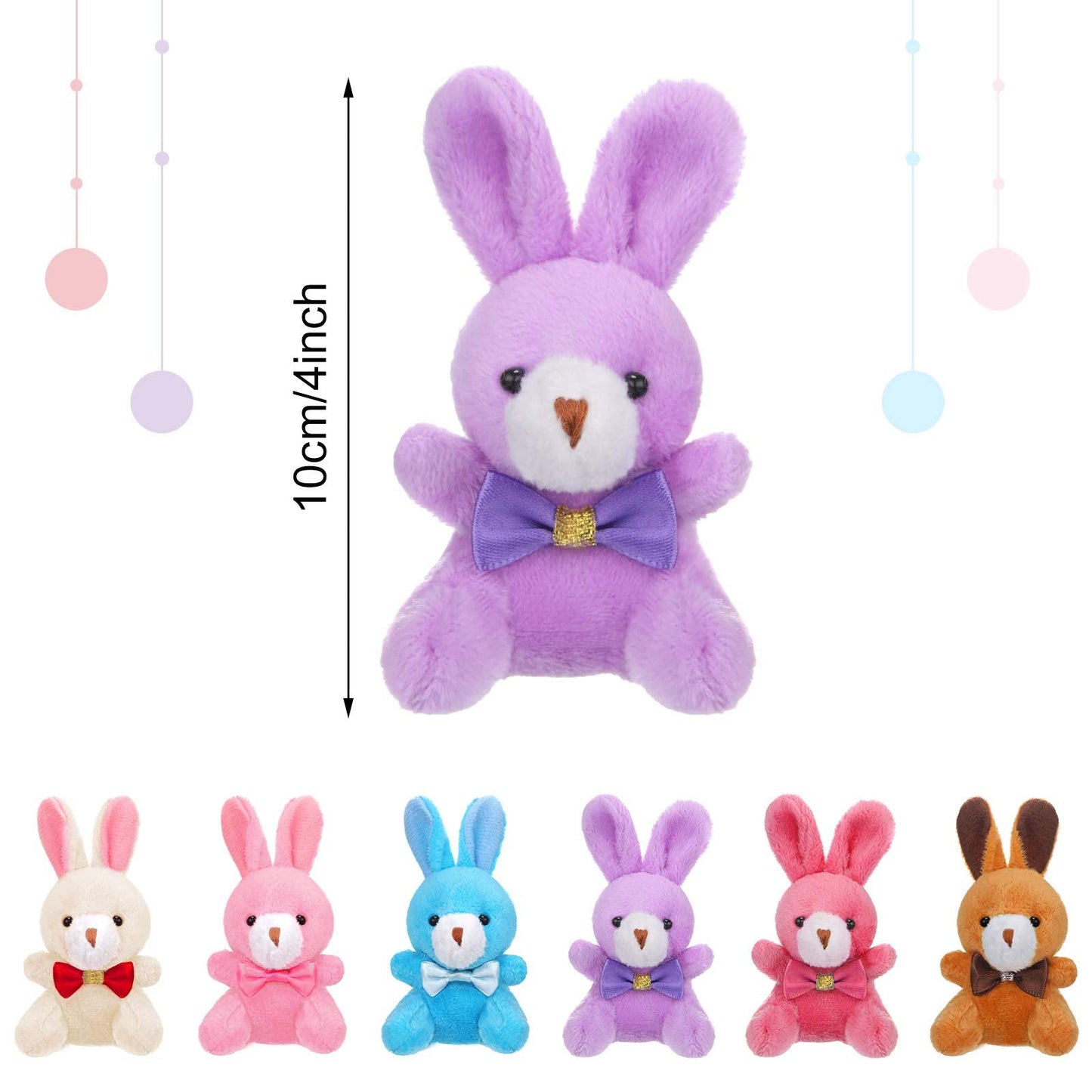 24 Pieces Easter Bunny Rabbit Plush Stuffed Animals 4 Inch Stuffed Bunny Toys Soft Tiny Rabbit Doll Plush Hanging Pendant Ornament Sitting Rabbit Plush Toy for DIY Keychain Easter Party Decorations