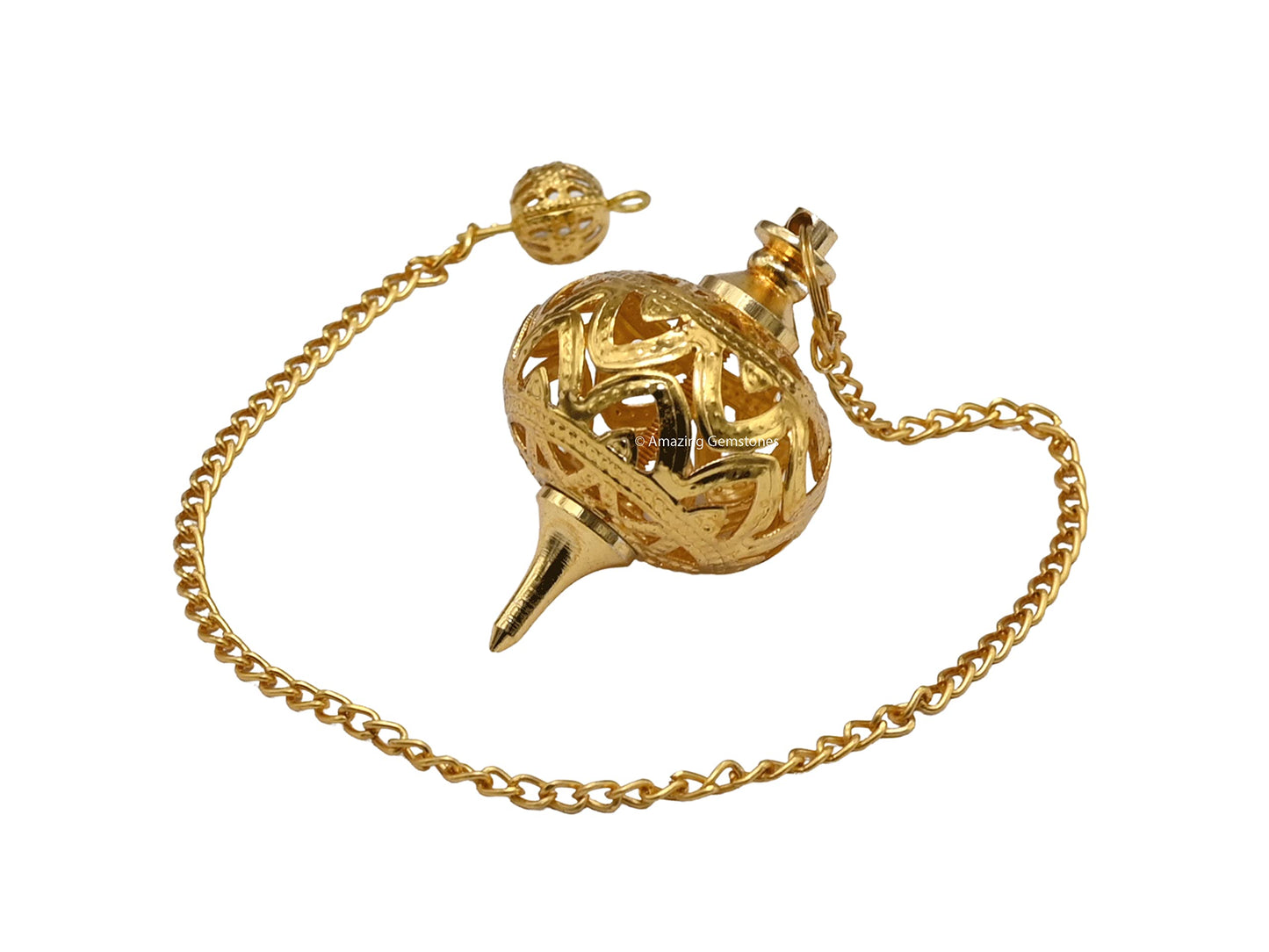 Amazing Gemstone Healing Metal Pendulums for Divination, Gold Hanuman Mace Open Chamber Steel Copper Pendulum High Energy Pendulo de Bronce Pendulos de Mesa MP50