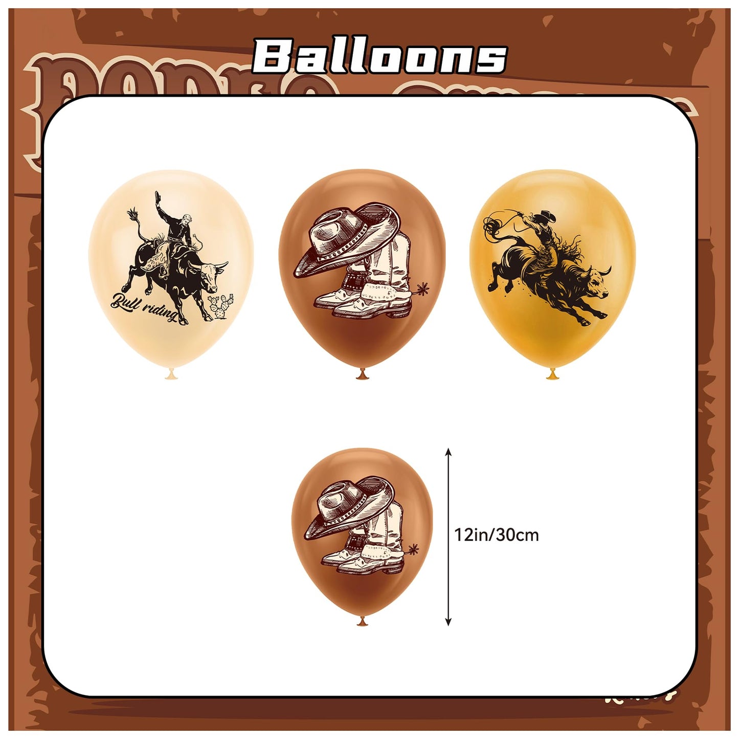 Bull Riding Birthday Party Decorations Bull Riding Party Supplies Kit with Banner, Cake Topper, Cupcake Topper, Balloons for Bull Riding Decoration Western Cowboy