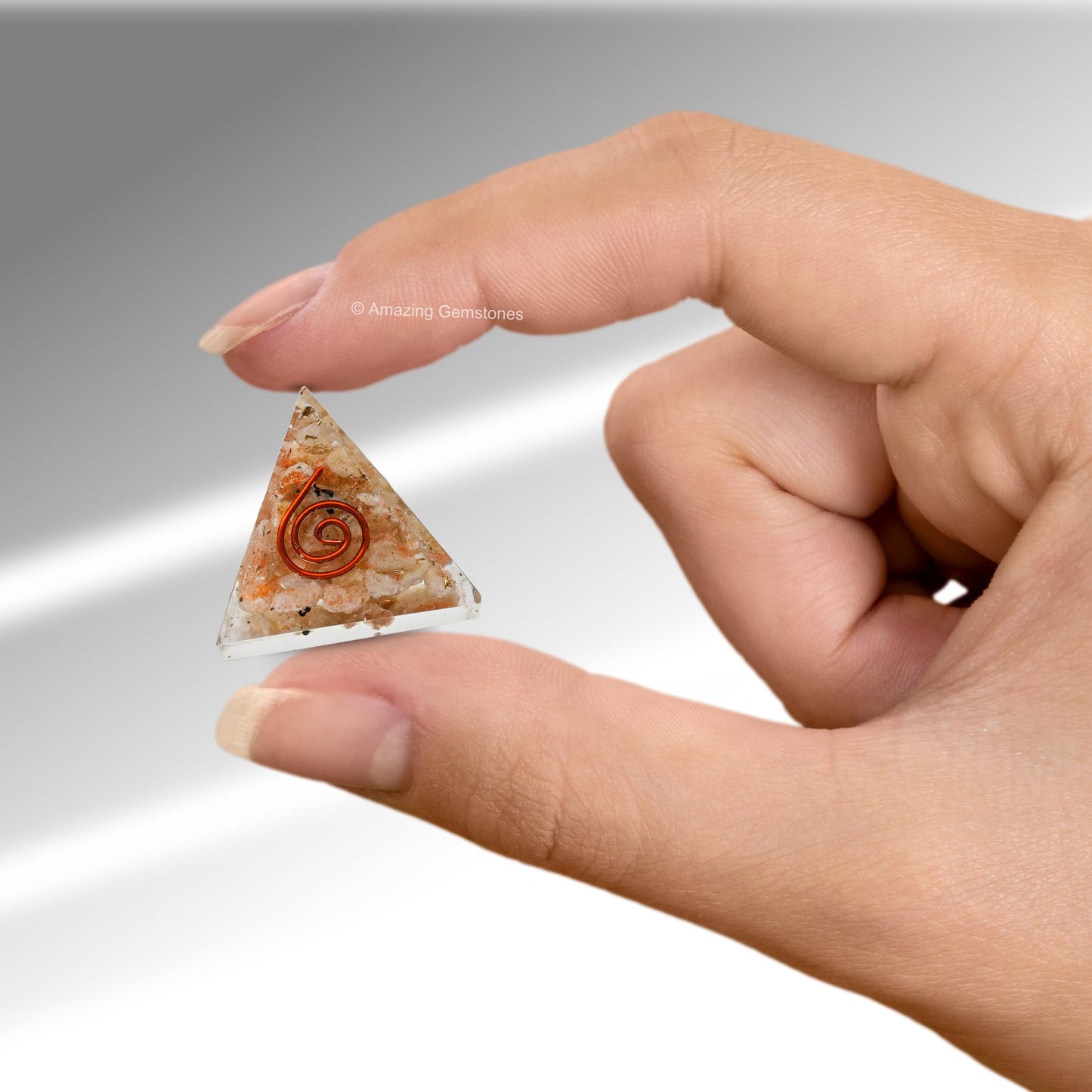 Amazing Gemstone Sunstone Orgone Pyramid - 30mm Small Orgonite Pyramids with Crystals and Healing Stones - Authentic Organite Gifts