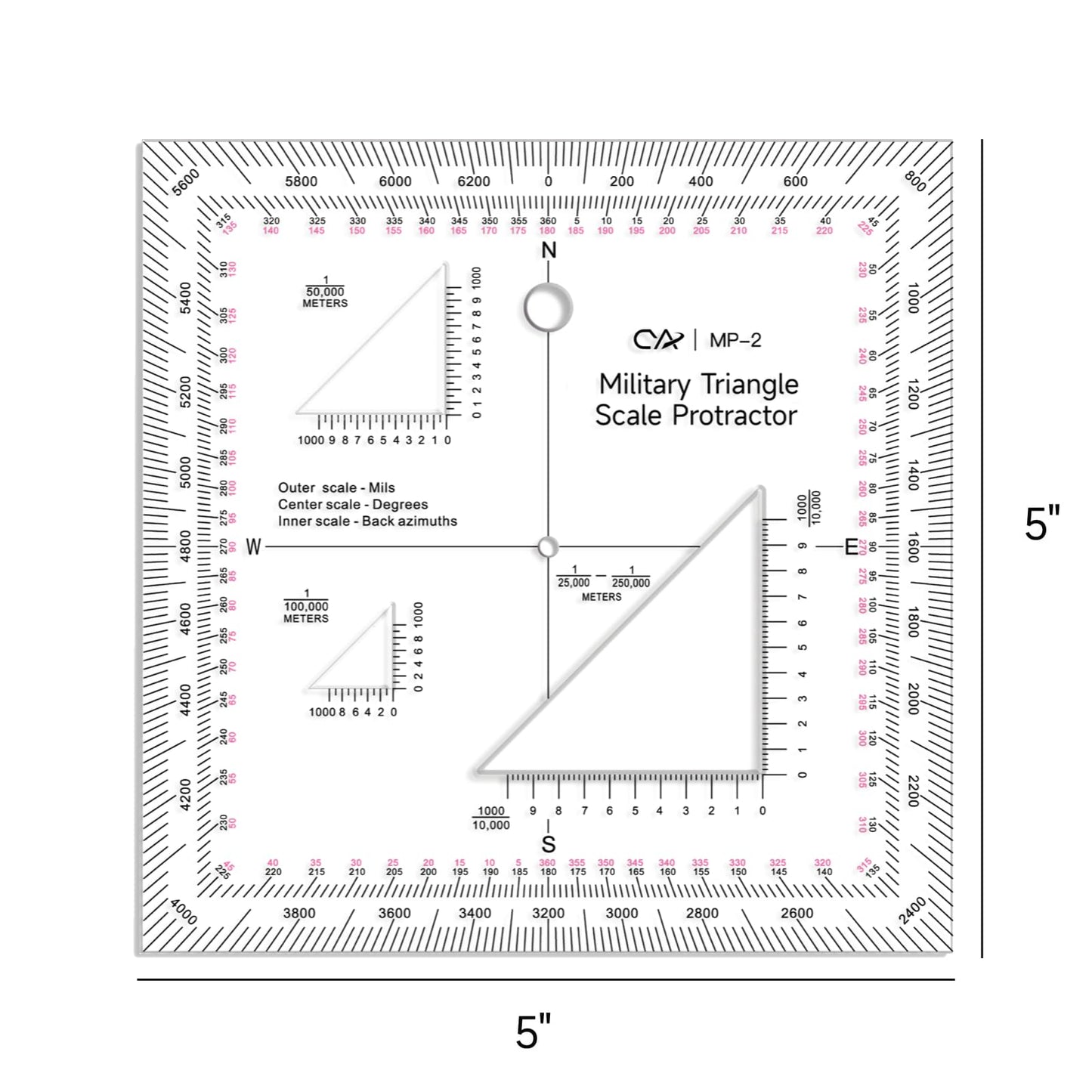 CYA Military Map Protractor Coordinate Scale Map for Land Navigation, Military Style UTM/MGRS Coordinate Scale