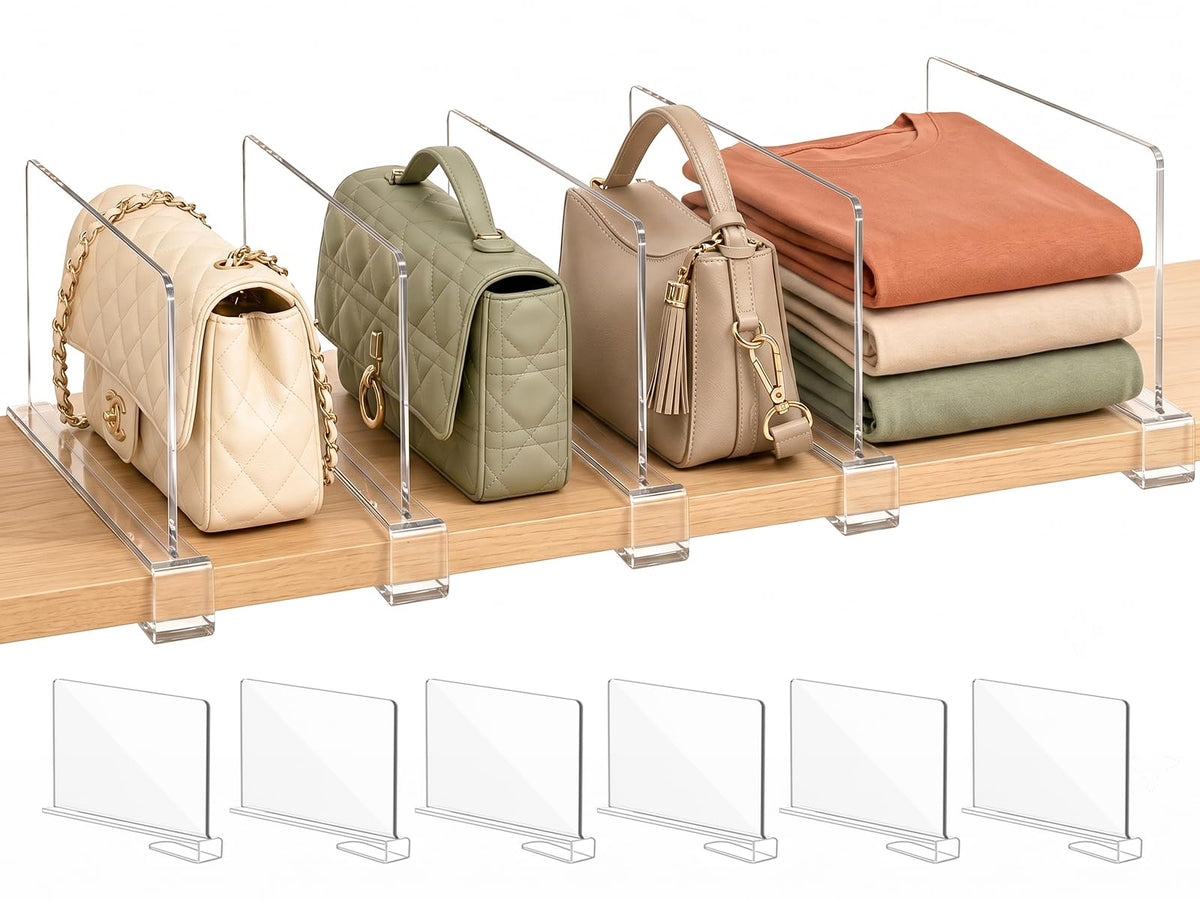 Small Shelf Dividers Purse Organizer (6 Count)