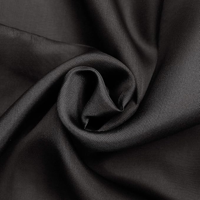 SpaceDresser Sheer Voile Window Treatment Rod Pocket Curtain Panels for Kitchen Bedroom Living Room Drapes Sunlight Filtering Privacy Semi Home Decor Assorted (Black, 52 W x 96 L)