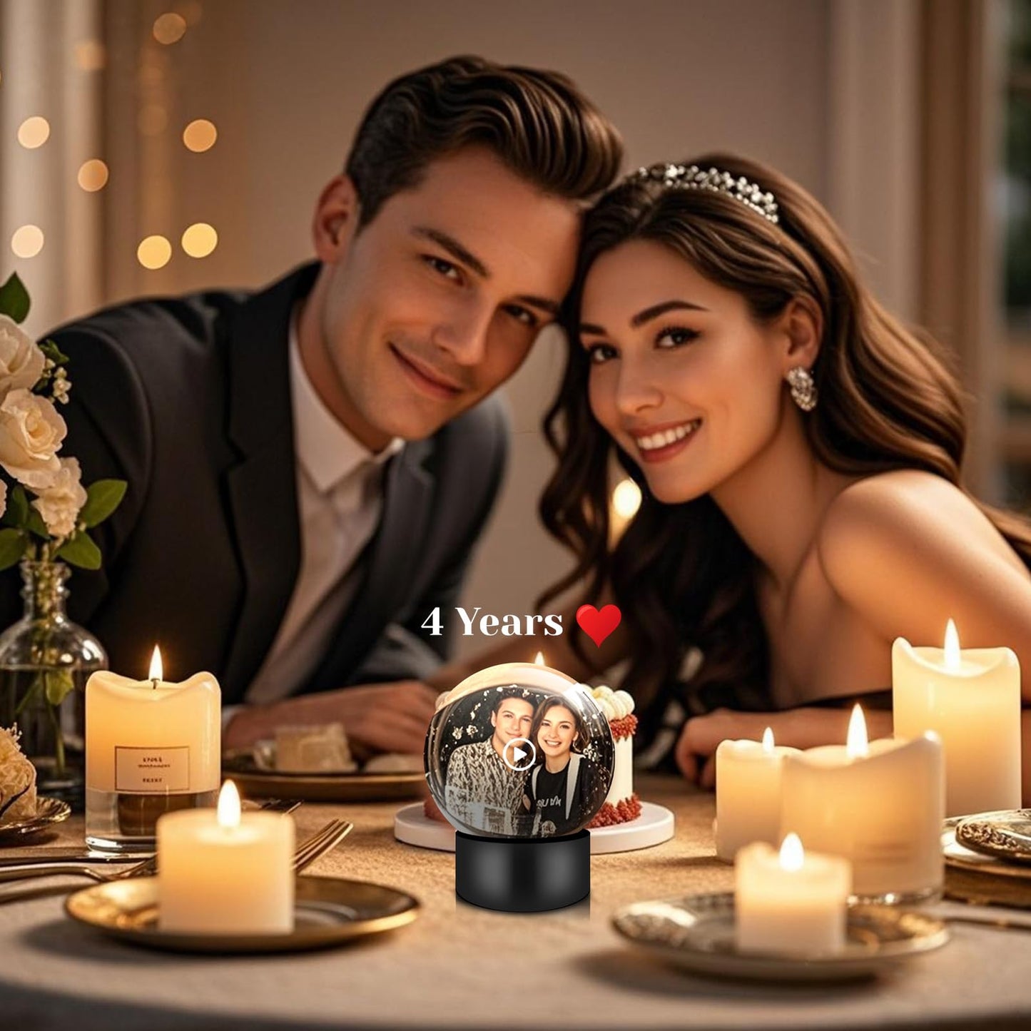 Memory Sphere Lamp, Crystal Ball Video Player 2.8" Memory Orbs Ornament 4GB Uploadable Videos & Photos, Personalized Unique Desk Night for Couples Friends Birthday Christmas (Blue Memory Orb WIFI)
