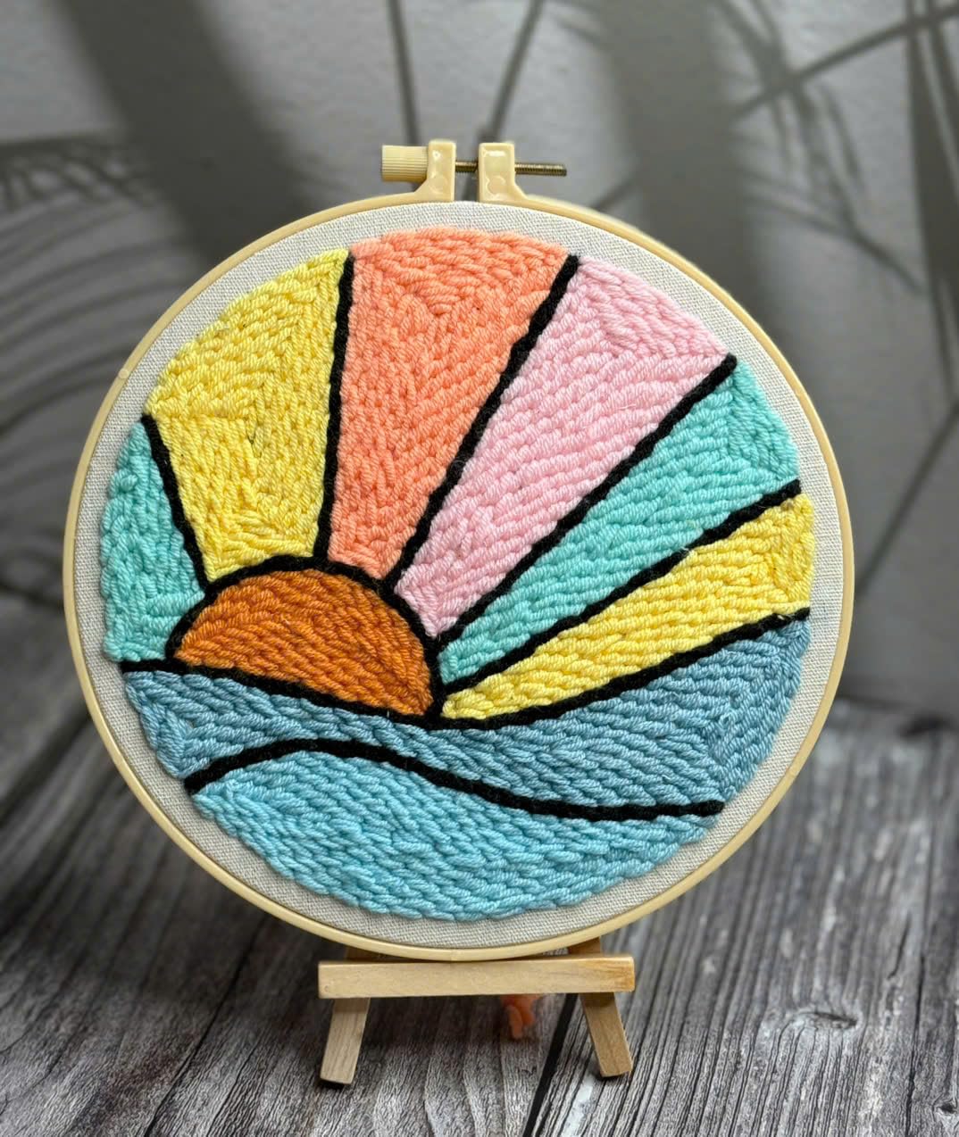 CELCRAFTIQUE Punch Needle Kits for Adults Beginner, Tool with Punch Needle Fabric, Hoops, Yarns and Sewing Needles (Morning Glow)