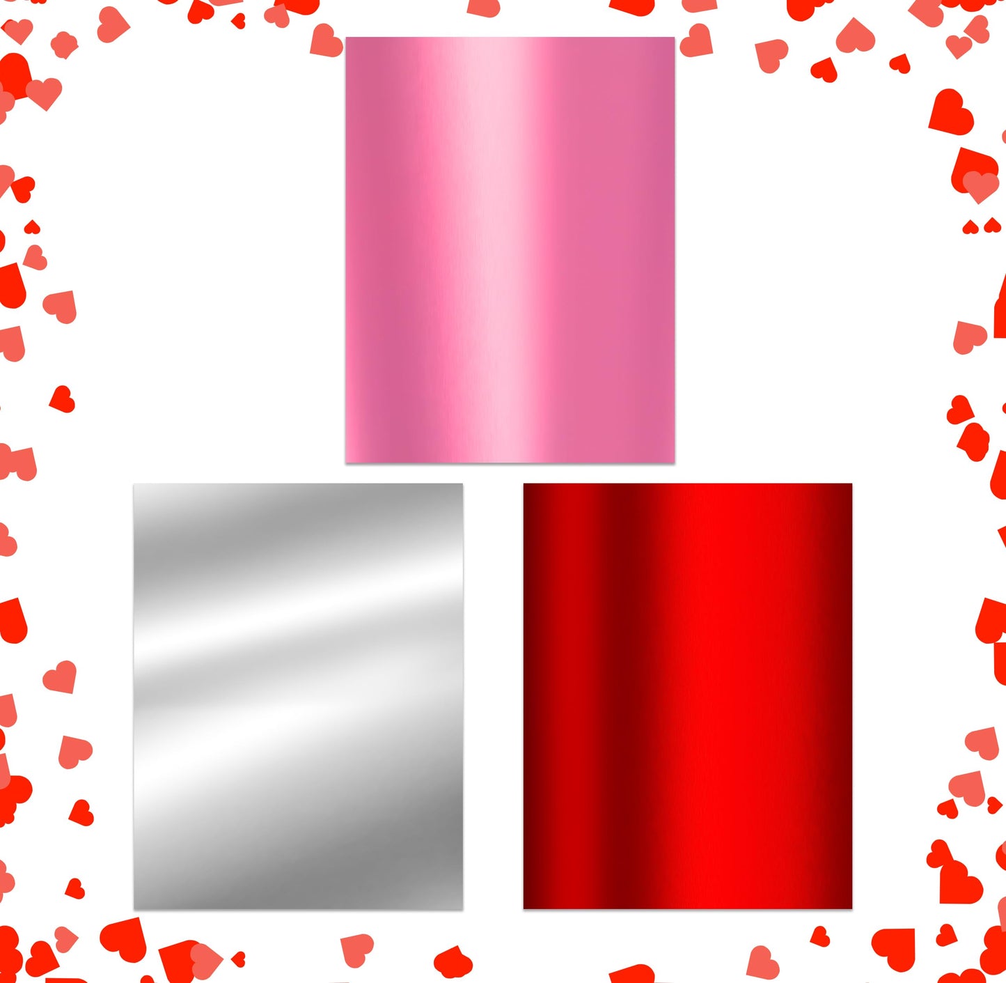 Metallic Valentine's Day Paper Card Stock Sheets 75 Pack Silver Pink Red Foil Board for Valentines Flowers Scrapbook Crafts Invitations & Office Supply Valentine Thick Cardboard Letter Size 8.5" x 11"