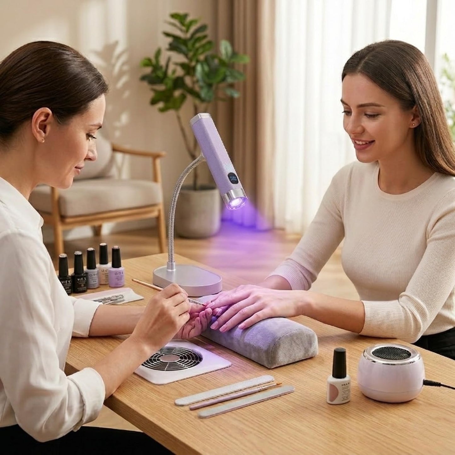 Lynsalene Handheld Mini Nail Lamp,Portable Flash Cure Light with Upgraded Magnetic Stand & Smart Sensor - Rechargeable Nail UV Light Fast Curing Gel Nails at Salon,Home & Travel (Purple)