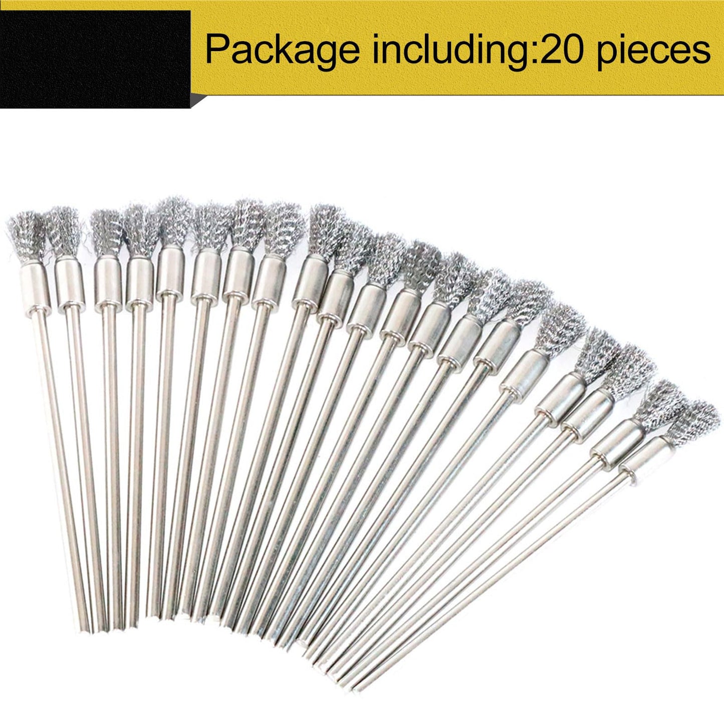 20pcs Scratch Brush Pen Set, Stainless Steel Bristles Pen Style Prep Sanding Brush,Removing Corrosion and Rust, Electrical Circuit Boards and so on (20pcs Stainless Steel)