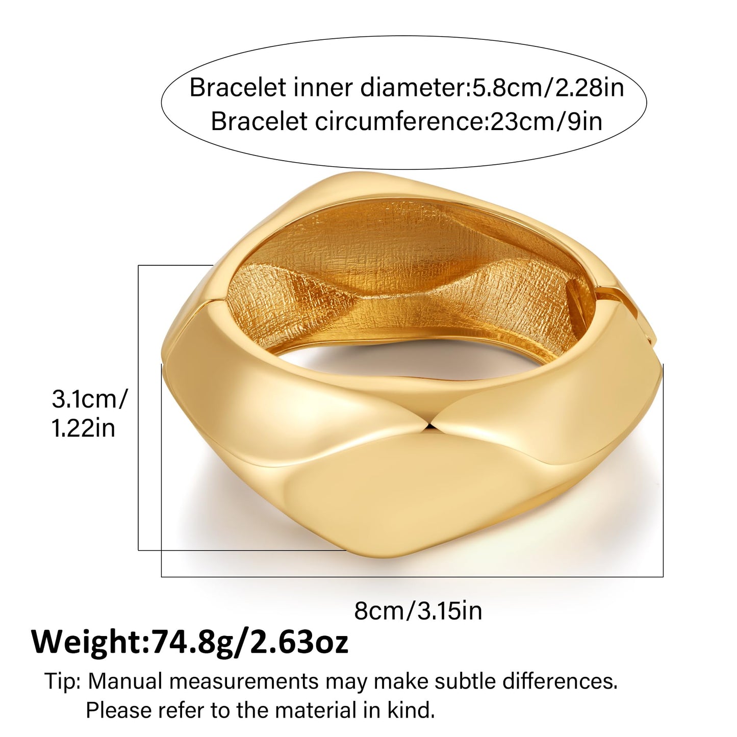 MIJENITI Chunky Gold Bangle Bracelets for Women, Dainty Gold Plated Big Stackable Bangles, Trendy Statement Cuff Bracelet Stack Fashion Jewelry Gifts