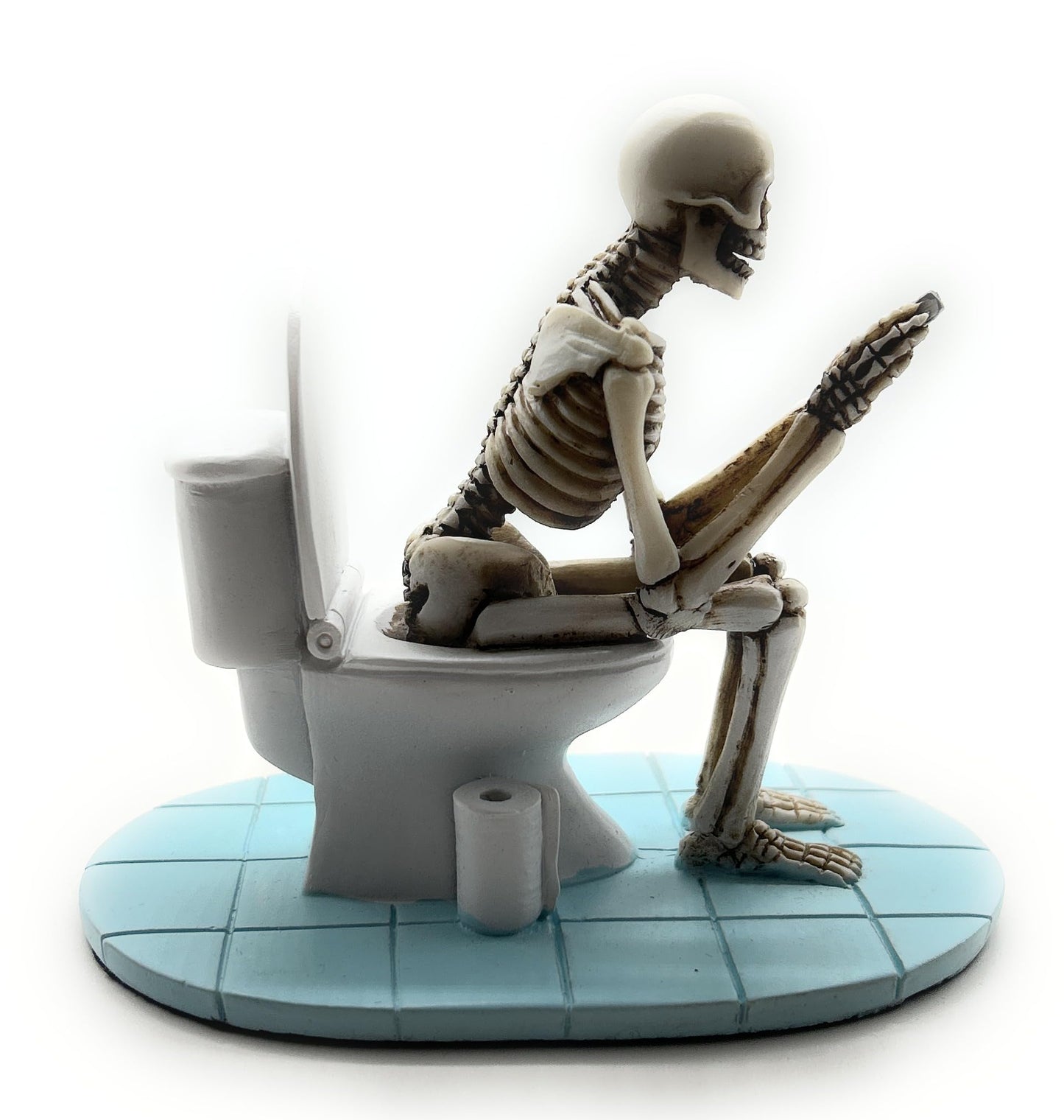 RUSTIX Skeleton on Toilet Figurine - Gothic Bathroom Decor | Funny Skeleton Statue | Pooping Skeleton Resin Figurine | Halloween Skeleton Bathroom Accessories | Unique Toilet Skeleton Home Decor