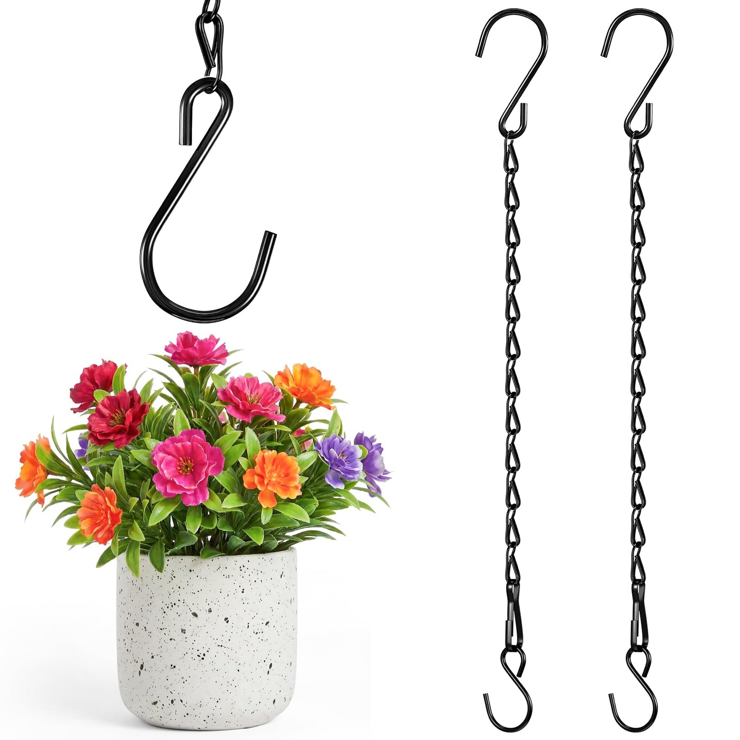 EBOOT 2 Pcs Hanging Chain for Bird Feeders, Planters, Lanterns and Ornaments (Black,9.5 Inch)
