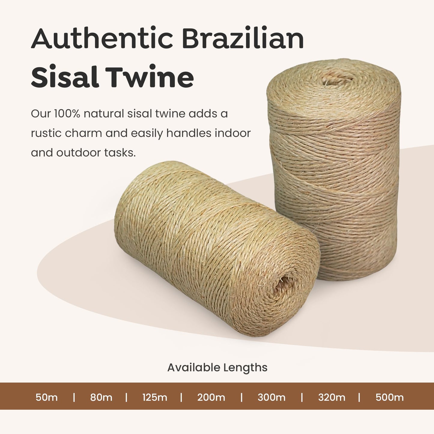 Sisalana® Premium Brazilian 1640ft (500m) Coil Sisal Twine, 100% Natural Garden Twine for Plants, Crafts, Packing, Macrame & DIY Projects, Strong & Biodegradable