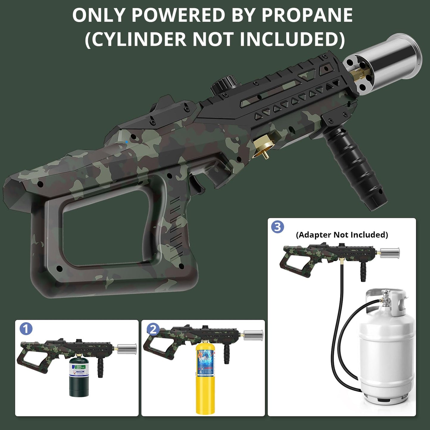 Sondiko Powerful Cooking Propane Torch Gun, Culinary Torch Campfire Starter, Adjustable Torch Burner for Searing Steak, BBQ, Welding (Propane Tank Not Included)