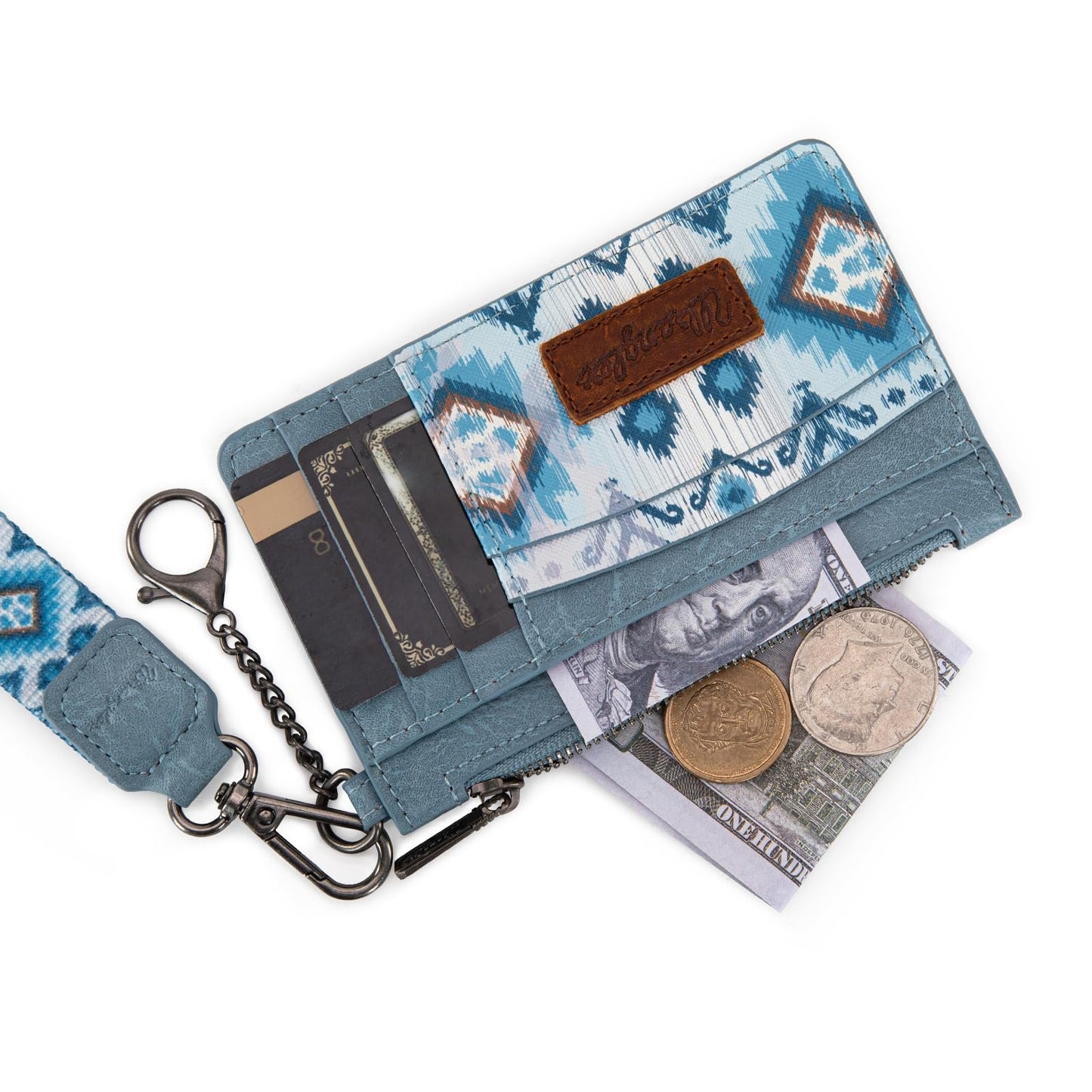 Montana West X Wrangler Aztec Wallet Card Holder Small Wallets Woman Slim Wristlet Keychain Wallet, Card Cases & Money Organizers Ladies Female with Coin Purse