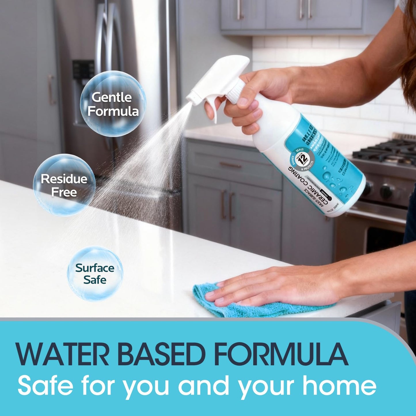 MineeCozee Ceramic Coating Spray for Stainless Steel & Glass - Fingerprint & Water-Spot Repellent, Long-Lasting Surface Protection for Kitchen & Bath (500ml)