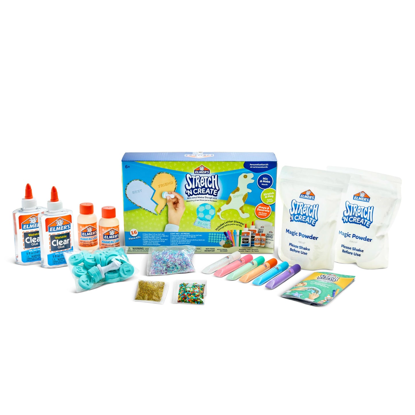 Elmer’s Stretch 'N Create Dough Kit, 3 Ways to Play, Personalization Kit, 16 Piece Kit - Kids Activity, Creative Fun, Arts & Crafts
