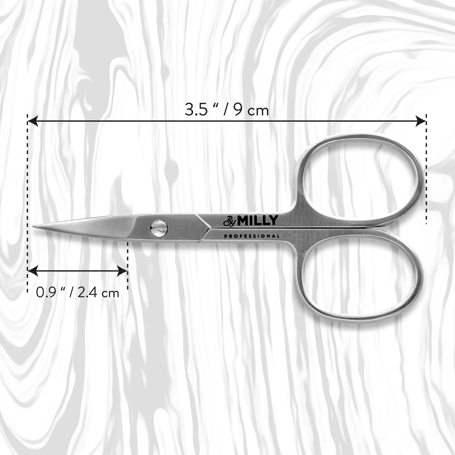 By MILLY High Carbon Stainless Steel Professional Nail Scissors for Manicure | Razor Sharp Curved Blade Beauty Scissors for Women (Silver)