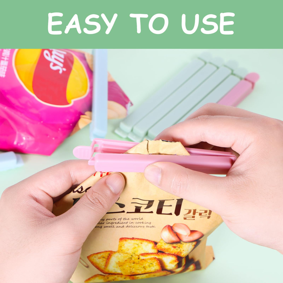 80 PCS Sealing Clip Bag Plastic Chip Large Size Food Clips Bag Clips for Food Storage Kitchen and Home (16 Ounce)