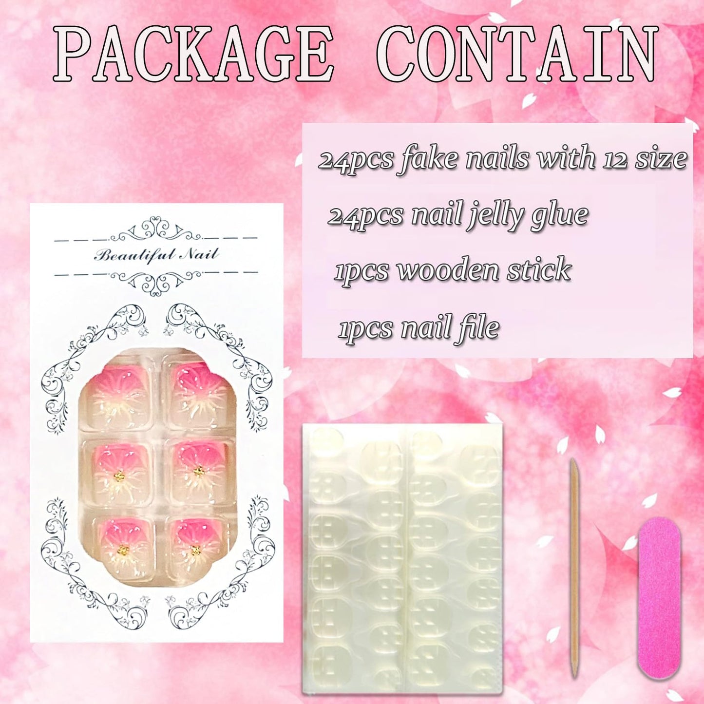 FIEONCIY Press on Toenails with Designs Acrylic Fake Nails for Toe Artificial False Nails with Charms Glue on Toe Nails for Spring Summer Stick on Toenails for Women Girls(JP3818)