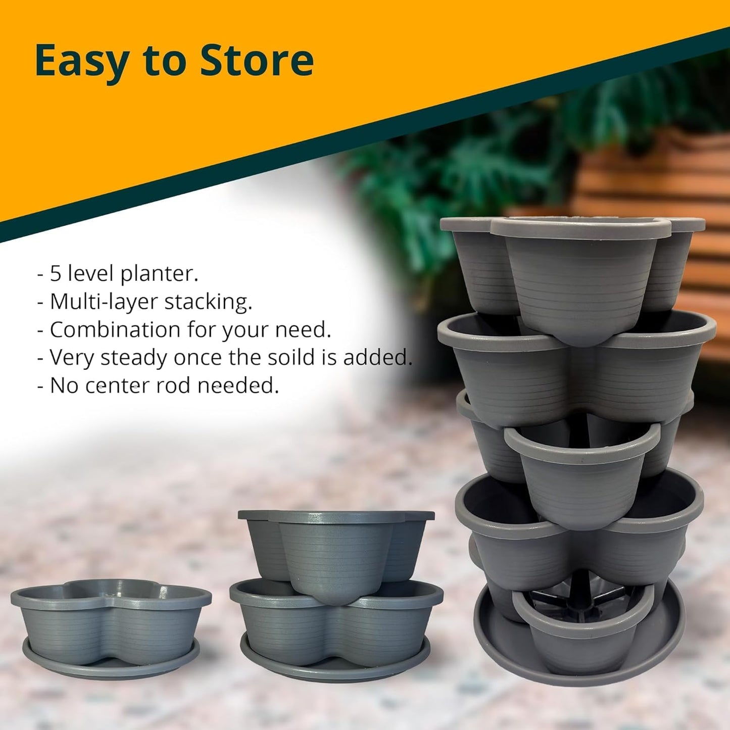 SunVara Strawberry Planter Vertical Gardening Stackable Planter Strawberry Tower 5 Tier Herb Outdoor Indoor 2 Pack