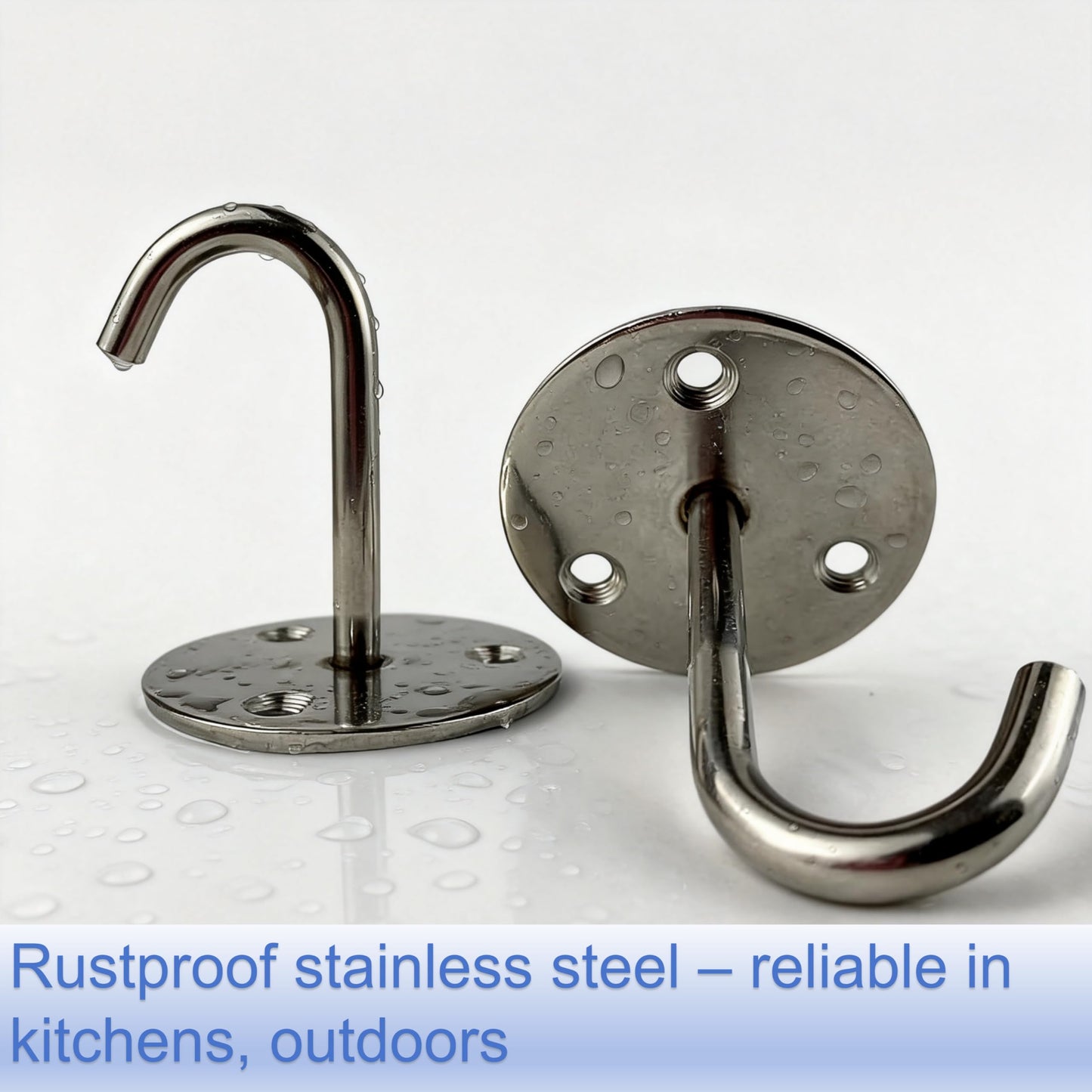 MIMOBEI Stainless Steel Heavy Duty Ceiling Hooks - 60LBS Load Bearing, No Drill for Wood - Wall/Ceiling Mount Hooks for Kitchen, Garage - Hang Pots, Tools, Plants, Projector Screens