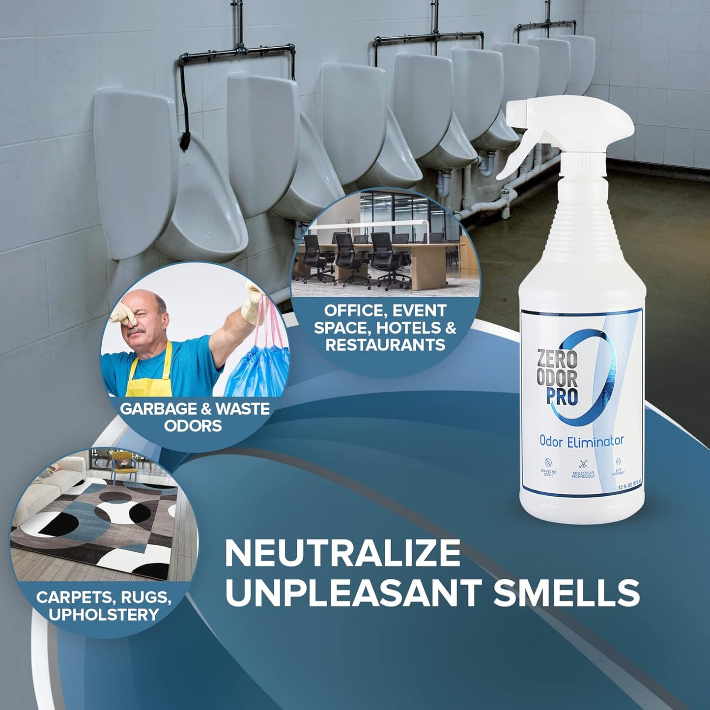 Zero Odor Pro - Commercial Strength Eliminator Odor Neutralizer, Room Deodorizer Odor Eliminator Musty Smell - Strongest Odor Eliminator Trigger Spray, (32-ounce)