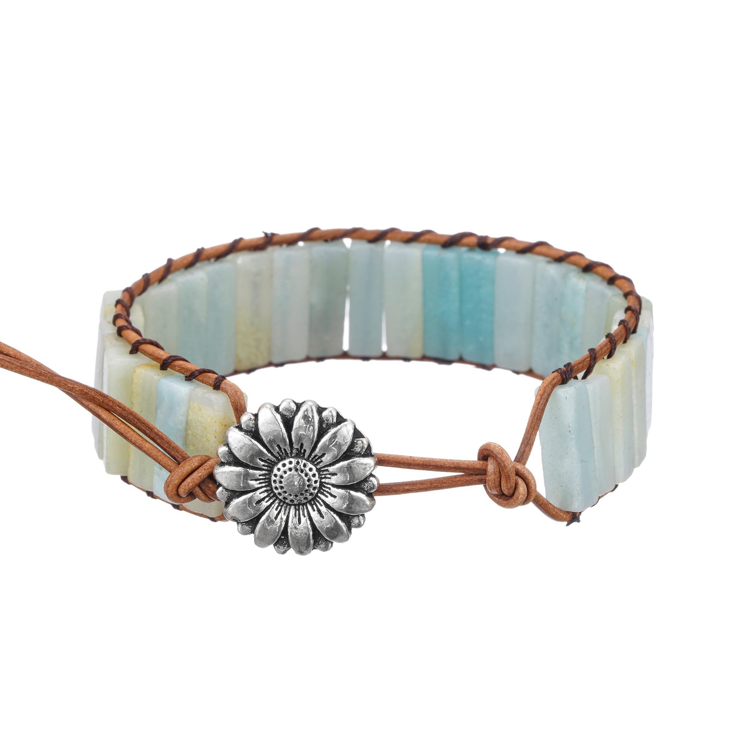Plumiss Natural Amazonite Stone Bead 1 Wrap Braclet Jewelry Gift for Women