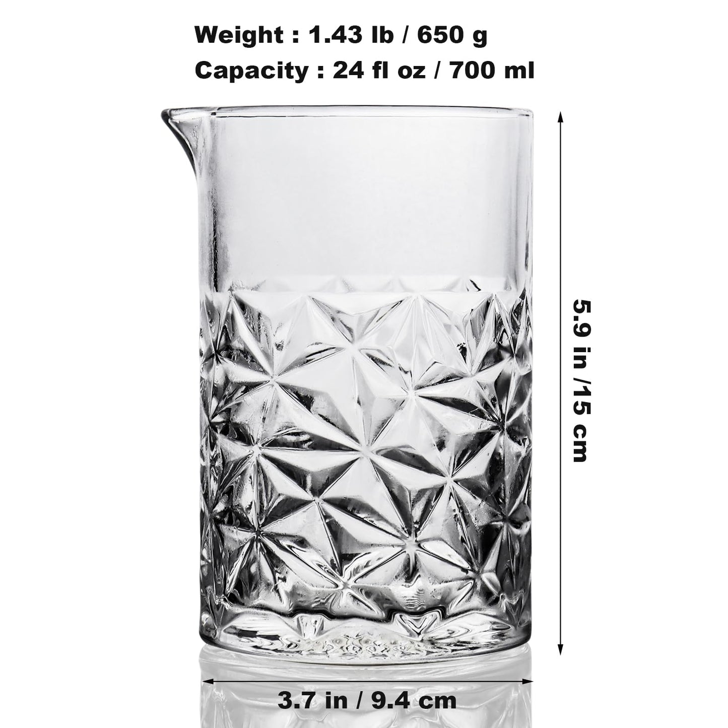 Cocktail Mixing Glass with Strainer Set, 24 oz Crystal Stirring Glass with 304 Stainless Steel Strainer, Elegant and Professional Barware Tools, Bartender Gifts for Men, Housewarming Gift