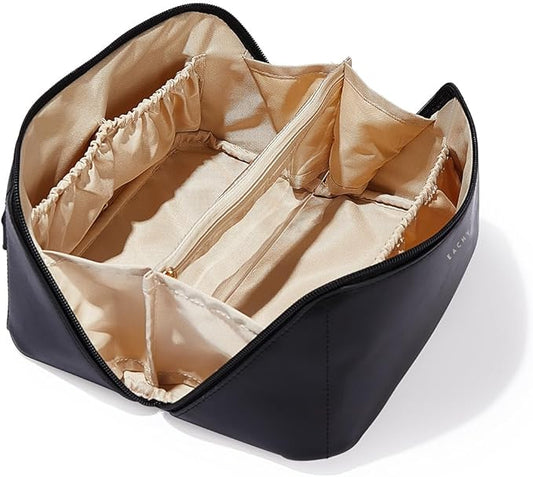 EACHY Travel Makeup Bag,Large Capacity Cosmetic Bags for Women,Waterproof Portable Pouch Open Flat Toiletry Bag Pattern Makeup Bag