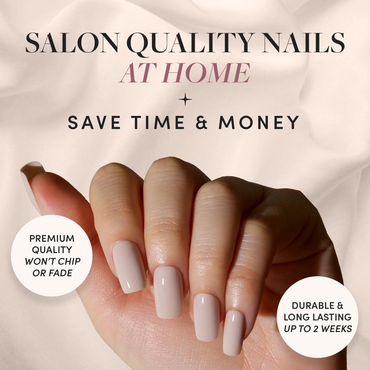 Glamnetic Press-On Nails Bundle - Bare Bliss & Caviar | Medium Square Fake Nails, Nude Opaque Neutral | Short Almond Black French Tip False Nails | Durable, Salon-Quality Nail Kits