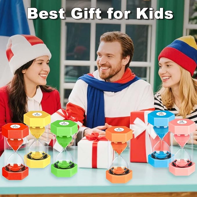 5 Minute Hourglass Sand Timer, Plastic Hexagon Hourglass Sand Clock 5 Min, Reloj De Arena 5 Minutos,Unbreakable Green Hour Glass Sandglass for Classroom Games Kitchen (Green)