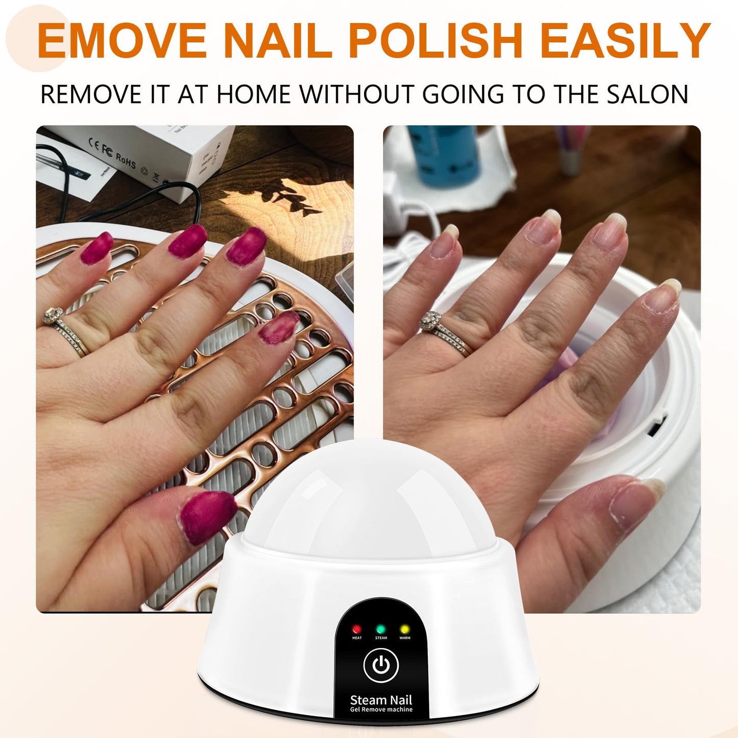 Nail Soaking Bowl, Electric Soak off Bowl Manicure Soaker for Gel Nail Polish Remover, Acrylic Nails, Dip Powder Remover, White