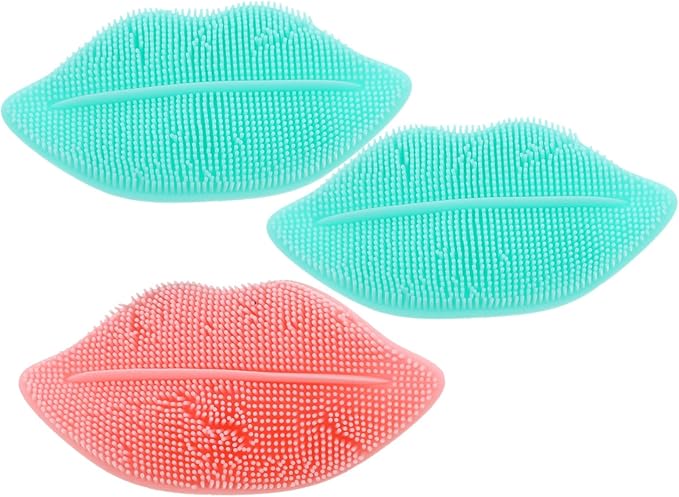 Happyyami 3pcs Silicone Face Scrubber Lip Scrub Exfoliating Facial Brush Facial Cleansing Tool Random Color