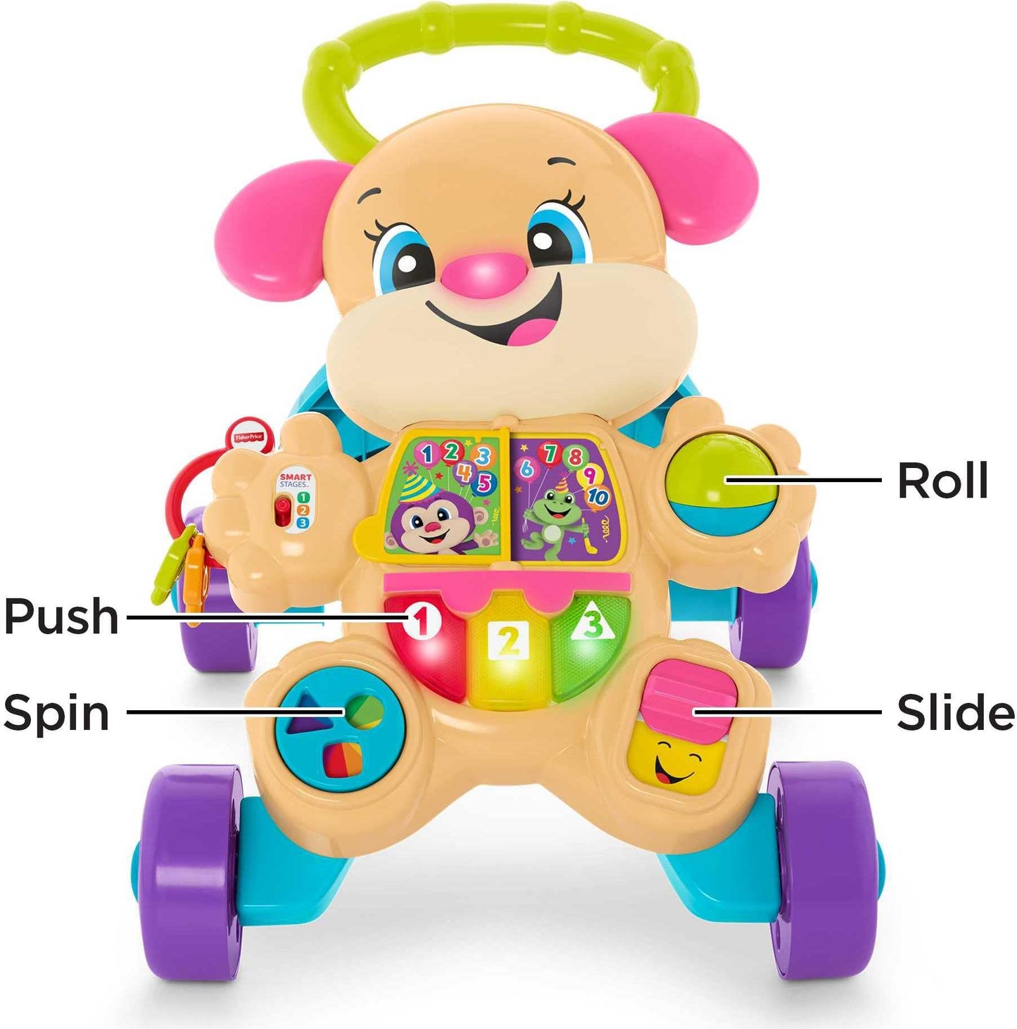Fisher-Price Baby Toy Laugh & Learn Smart Stages Sis Walker with Educational Music Lights & Activities for Infants Ages 6+ Months