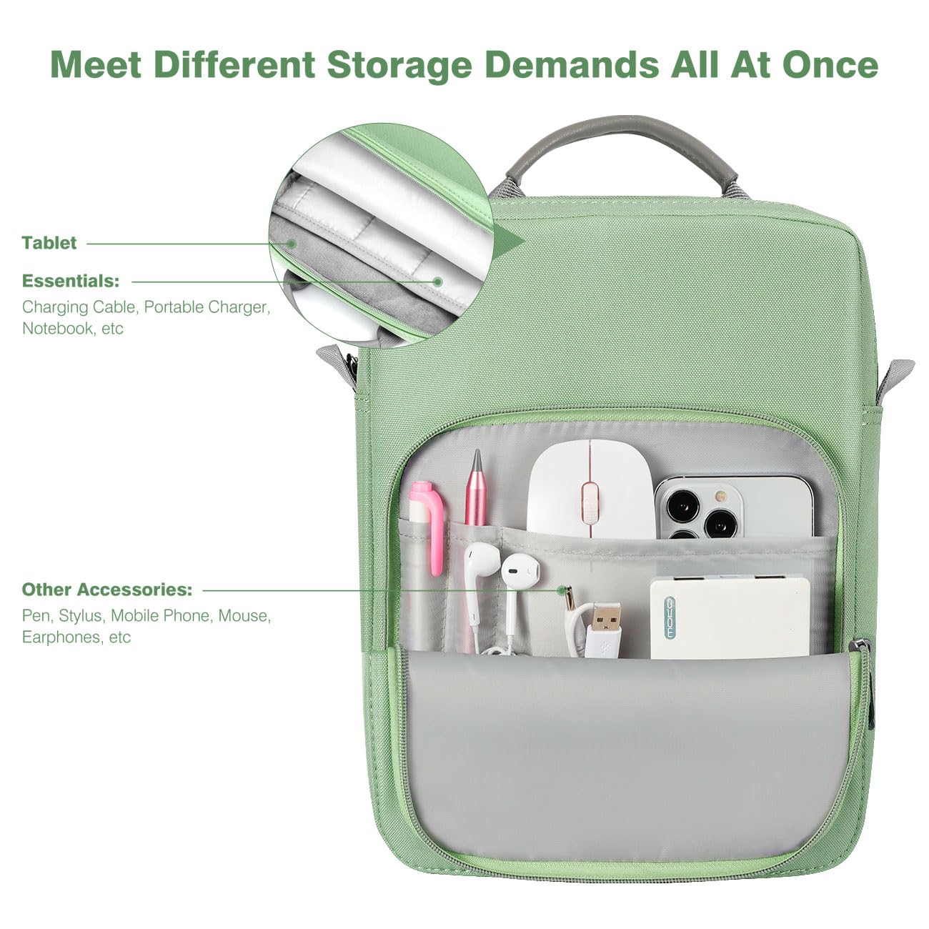 Dadanism 9-11 Inch Tablet Sleeve Bag Carrying Case with Shoulder Strap for iPad (A16) 11", iPad 10th Gen 10.9", iPad Air M4/Pro M5 11", iPad 9/8/7th 10.2", Galaxy Tab A11+ Plus 11", Dark Green