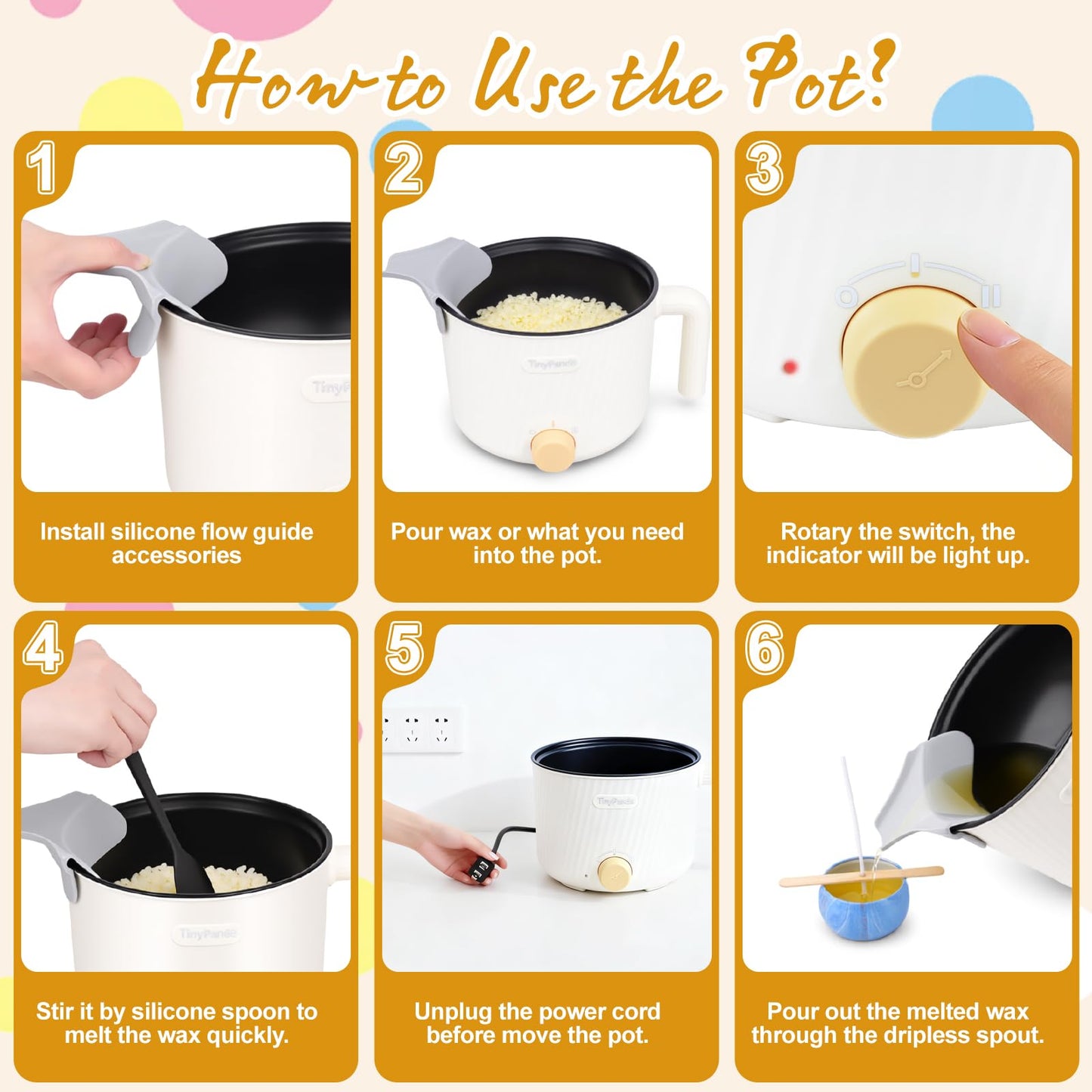 AOTOIE Wax Melter for Candle Making, Wax Melters Pot with Silicone Pouring Spout, DIY Candle Making Kit Included Centering Device, Stirring Spoon, Wicks, Wick Stickers,Wax Melter Supplies