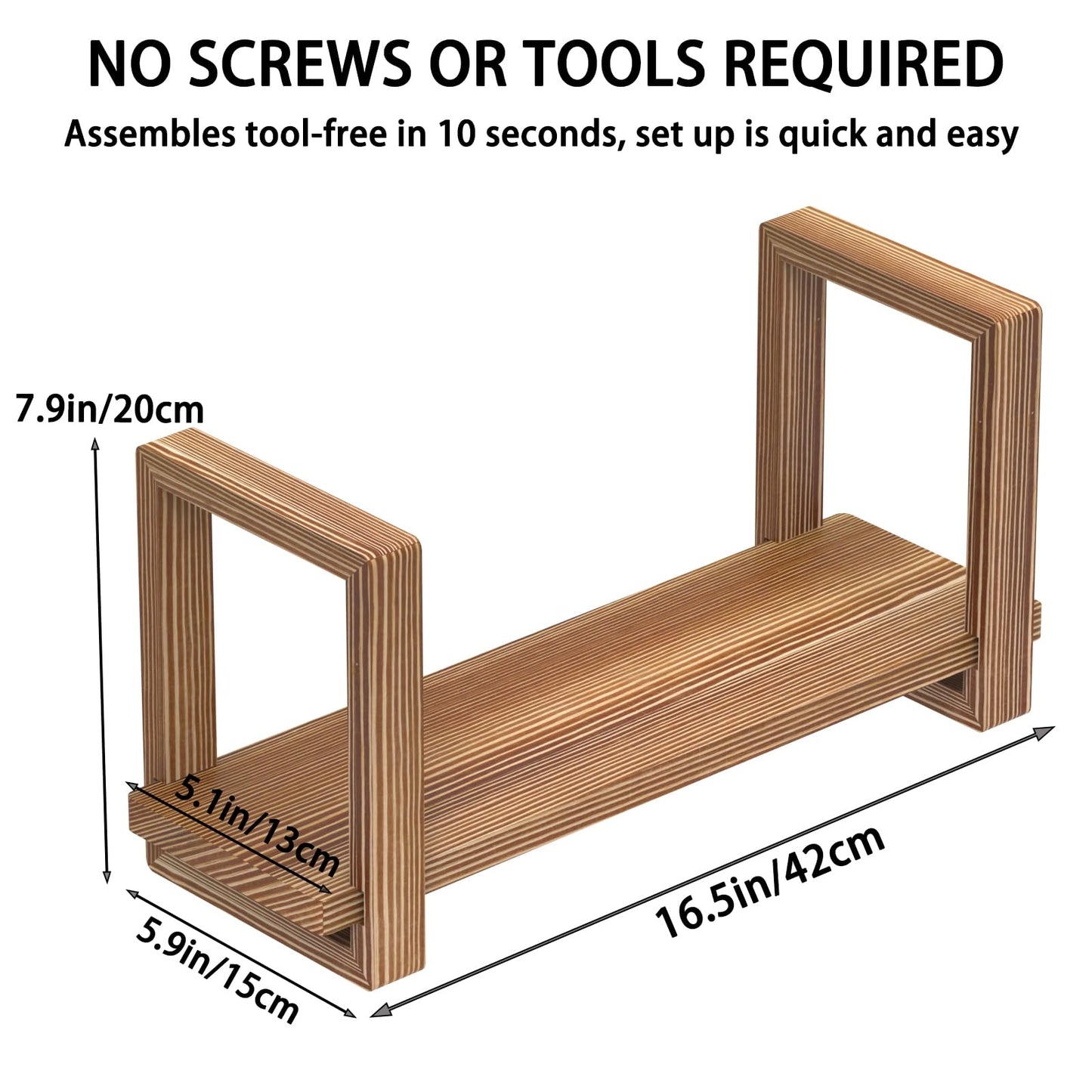 Adjustable Desktop Bookshelf Wooden Table Top Bookshelf Retro Mini Book Shelf Desk Organizer Magazine Files Letters Holder Rack, Easy Assembly No Tools or Nails Required, Tabletop Book Storage Rack