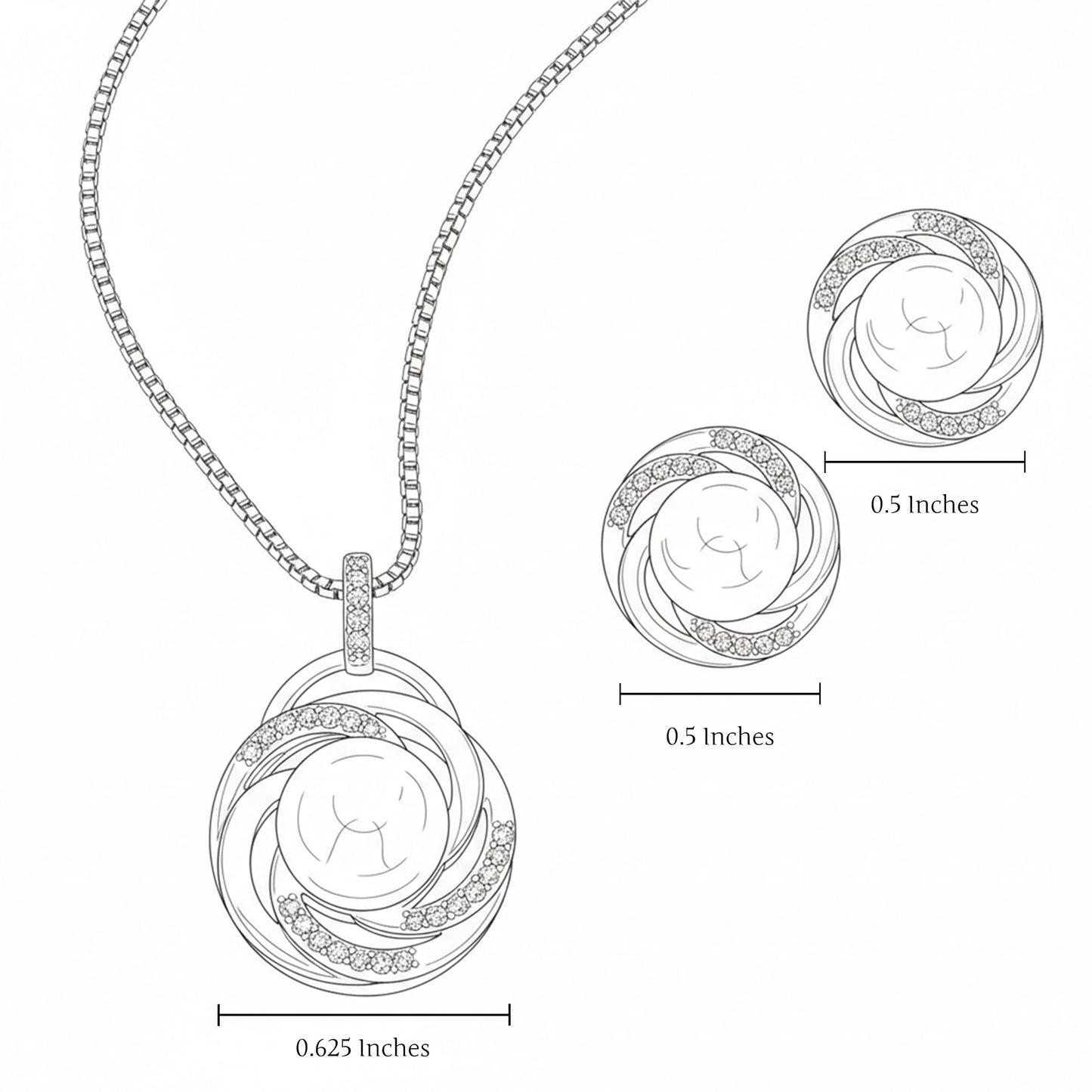 Mariell Freshwater Pearl Wedding Necklace Earrings Set for Brides, Bridesmaids, Birthday Gift