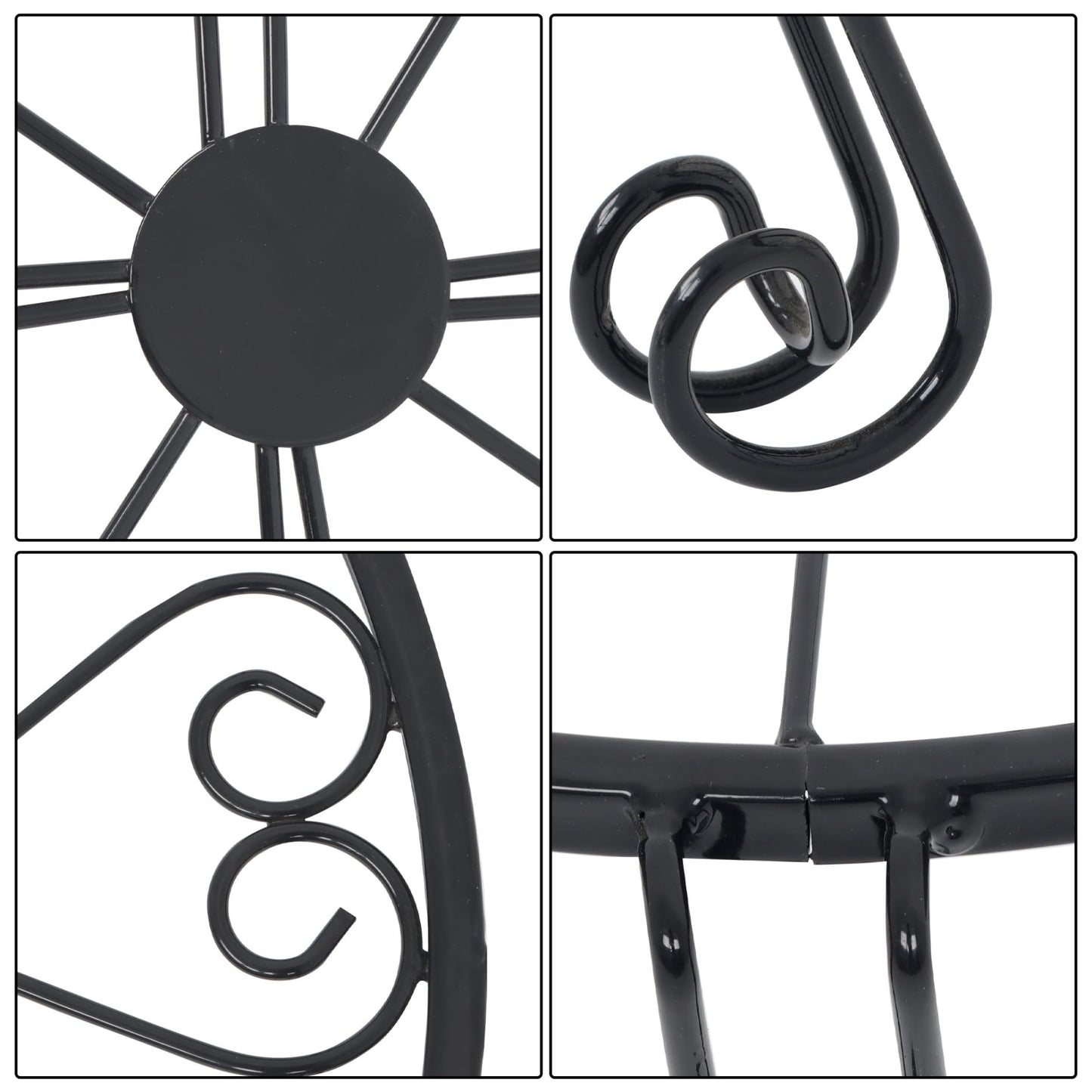 LiGuVCY Outdoor Metal Plant Stand, Black Ironwork Flower Stand, 2PCS
