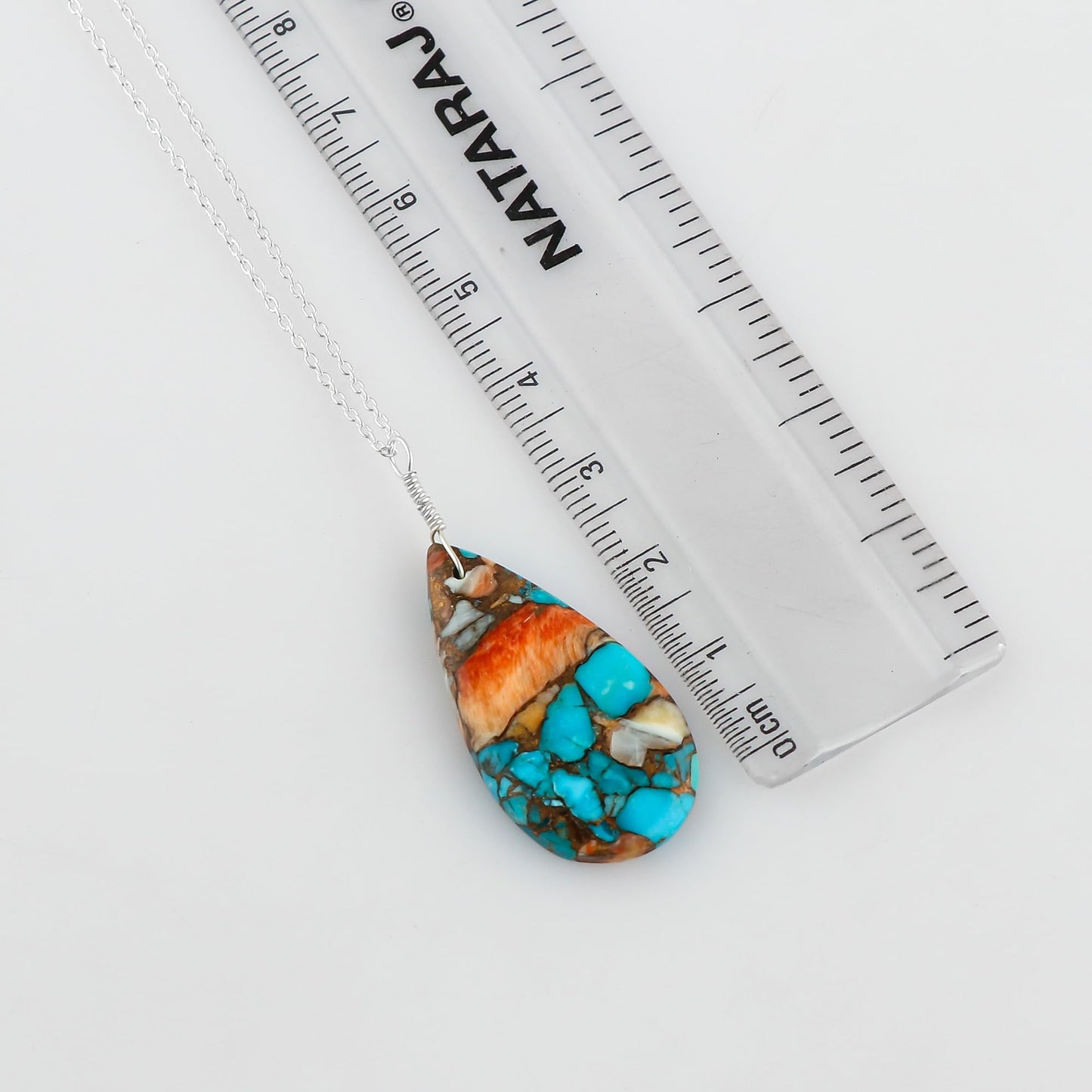 Yashee Natural Turquoise Pear Shape Crystals Pendant Necklace, Chakra Energy Healing Gemstone, Real Crystal, Top Grade, Beautiful Women Simple Jewelry, Dainty Silver Plated Jewelry 18 inch