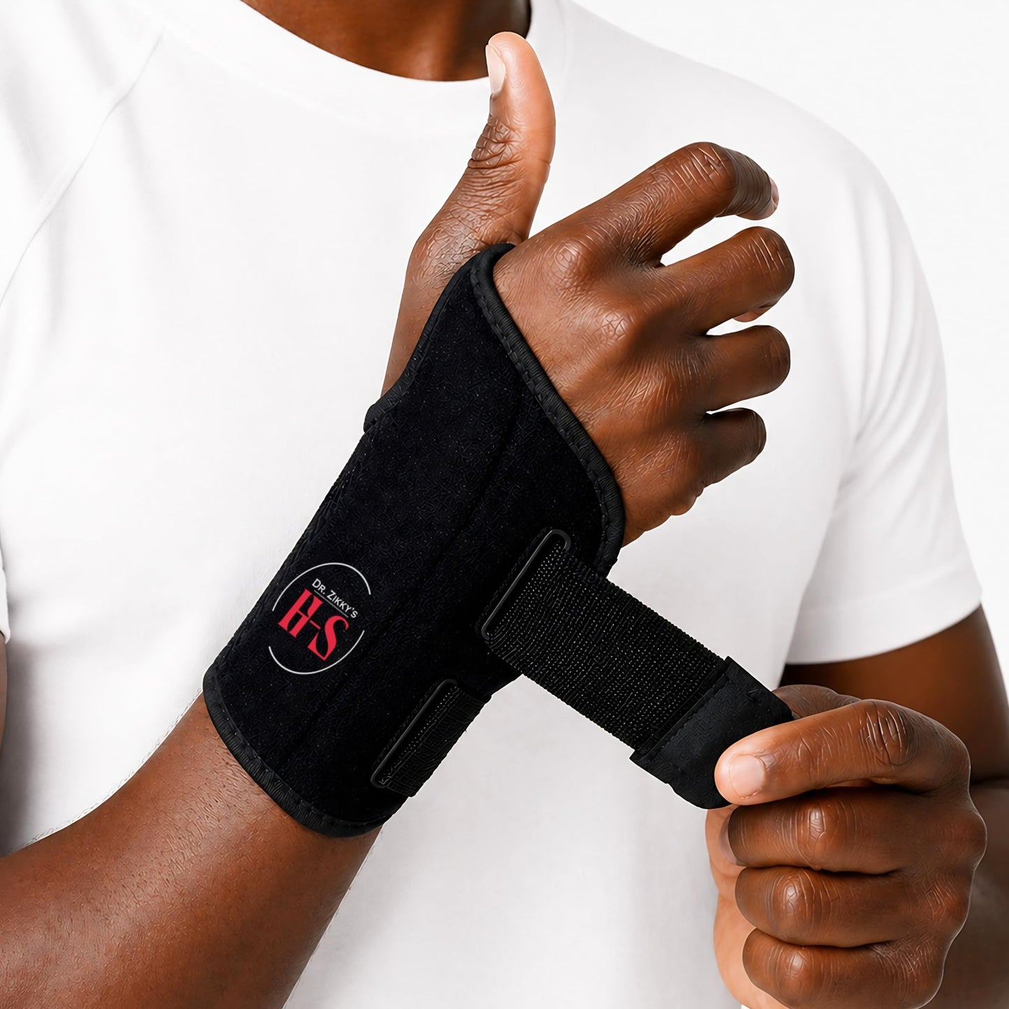 Dr. Zikky's Wrist Stabilizer Brace — Doctor-Developed Support for Carpal Tunnel, Tendonitis and Arthritis — Breathable Ergonomic Neutral Position Splint for Work, Typing and Sleep (Black, Right Hand, S/M)