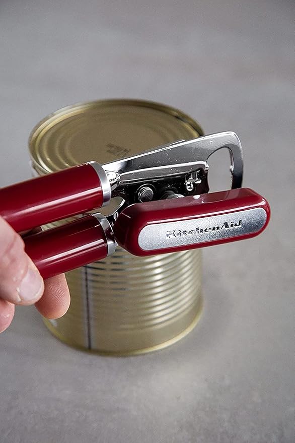 KitchenAid Classic Multifunction Can Opener and Bottle Opener Easy to Use, Razor Sharp Stainless Steel Cutting Wheel, Soft Ergonomic Handles, Empire Red