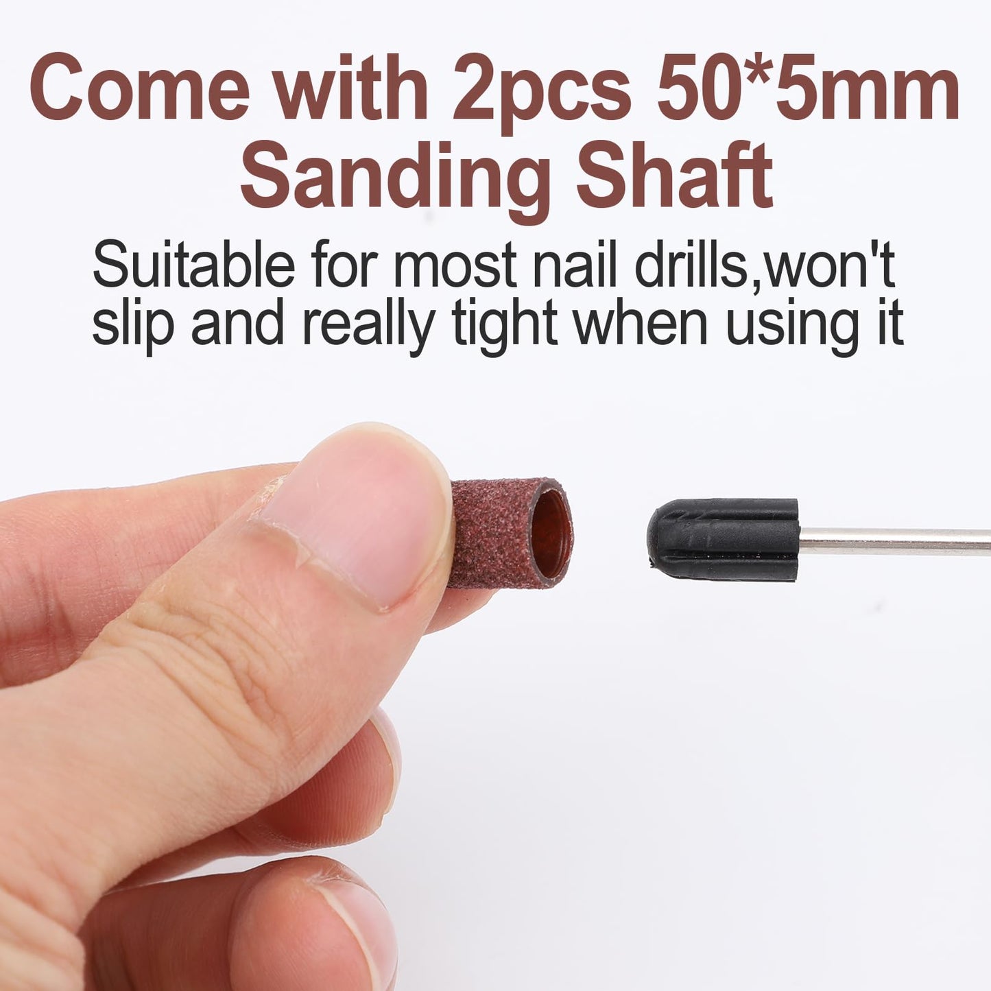 50pcs 180 Grit Sanding Bands, Nail Drill Bits, Mini Sanding Bands for Nail Drill, Includes 2 Sanding Shafts, Nail Sanding Bands, Nail Drill Accessories