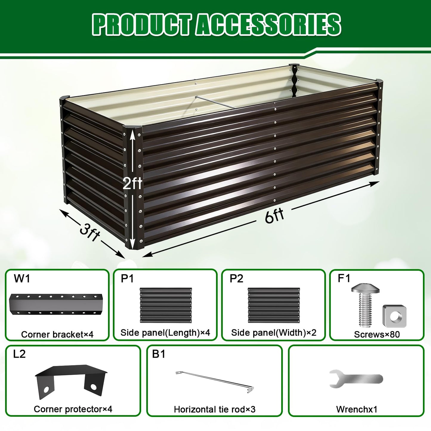 Tegarbed Galvanized Raised Garden Bed Kit Outdoor Patio,6x3x2ft Large Rectangular Metal Planter Boxes,Deep Root Box Planter for Gardening, Vegetables, Flowers, Herbs, 1 Pack, Black