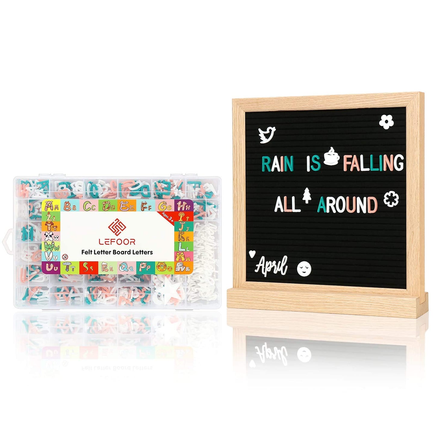 Letter Board Letters Only,698 PRE-Cut Characters (3/4 Inch,in 3 Colors) with Sorting Tray,Felt Letter Board Letters (Choice A)