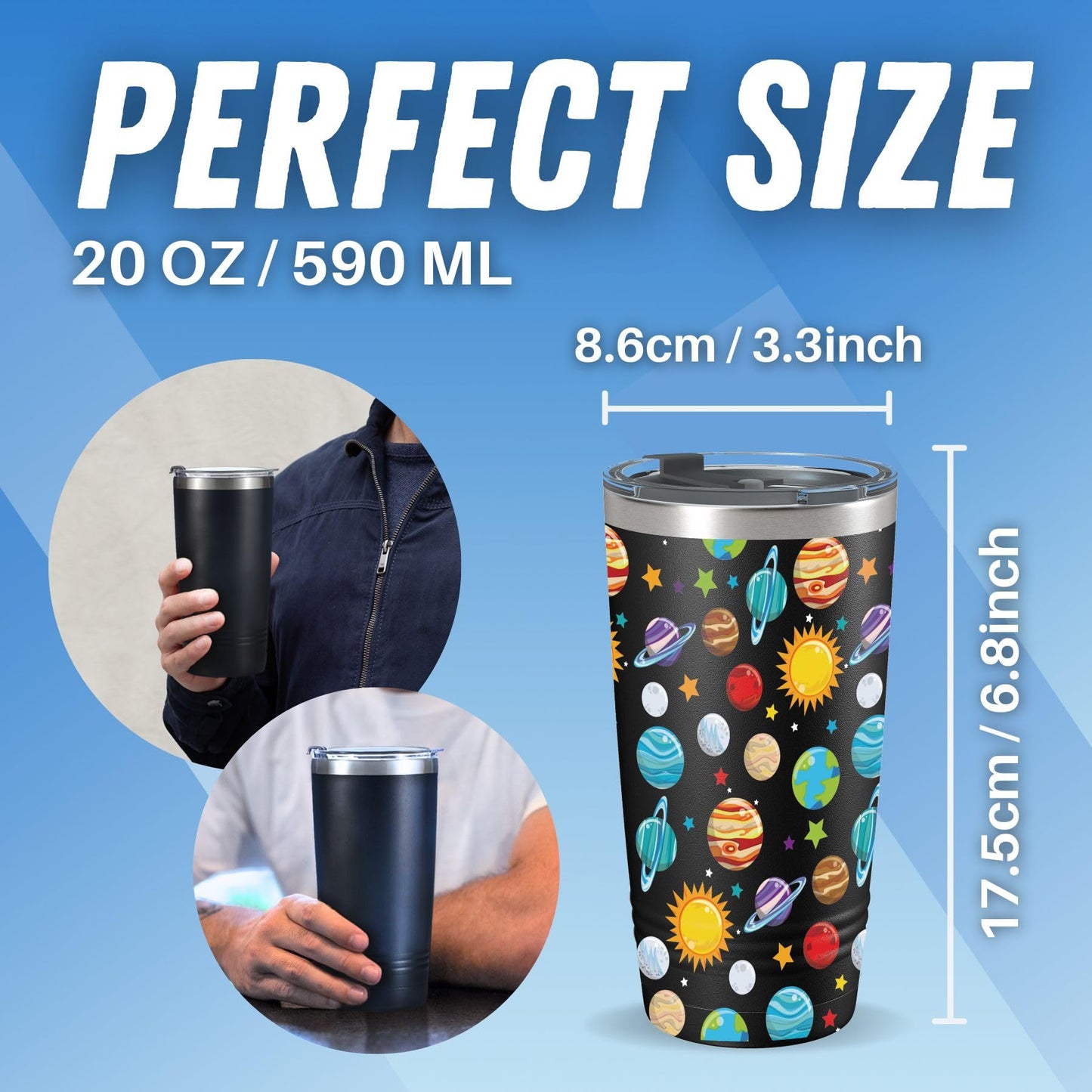 Onebttl Space Gifts for Astronomy Lover - Solar System Planet Tumbler - Science Geek Boys Men Travel Mug 20oz
