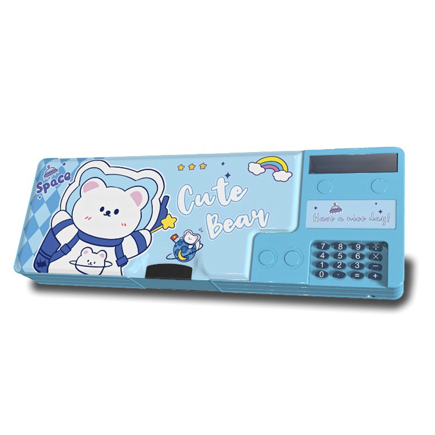 Ristpal Pop Up Multifunction Pencil Case for Boys and Girls with Calculator, Sharpener, Cute School Supplies Pencil Box, Stationery Organizer, Best Gift Birthday Present for Kids(Blue)