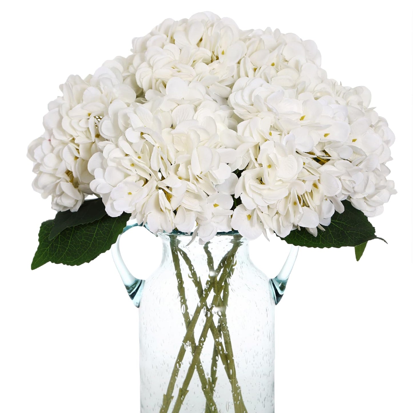 Kimura's Cabin 6pcs White Hydrangea Artificial Flowers Silk Fake Hydrangeas Faux Hydrangea Flowers with Stems for Wedding Bouquets Arrangement Home Table Centerpieces Baby Shower Party Decoration