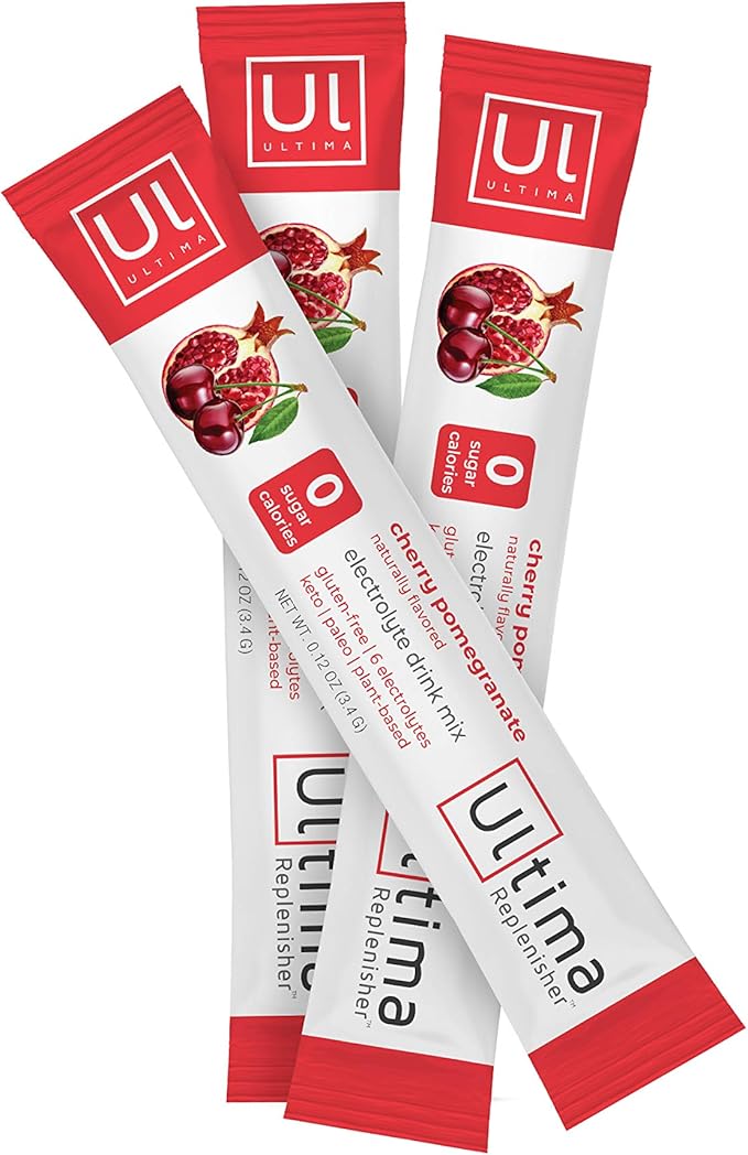 Ultima Replenisher Electrolyte Hydration Drink Mix, Cherry Pomegranate, 20 Serving Stickpack Box, no Sugar, no Carbs, no Calories, Keto, Gluten-Free, Non-GMO, Vegan